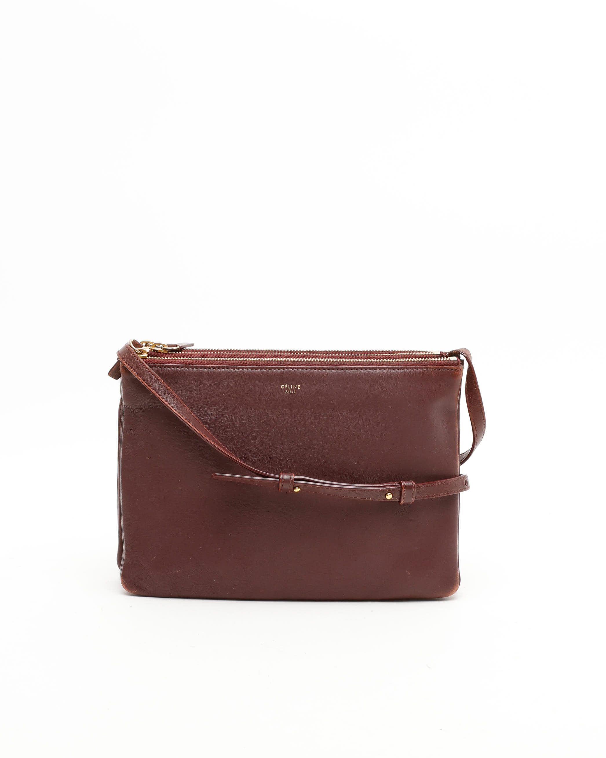Celine Céline Trio Bag In Burgundy