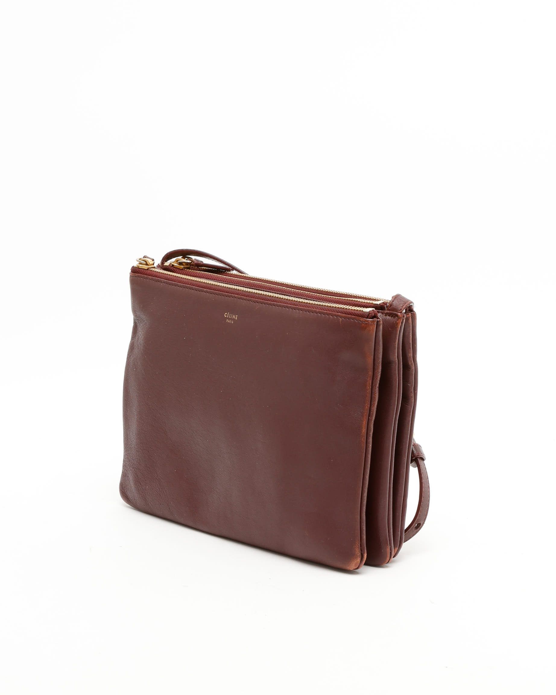 Celine Céline Trio Bag In Burgundy