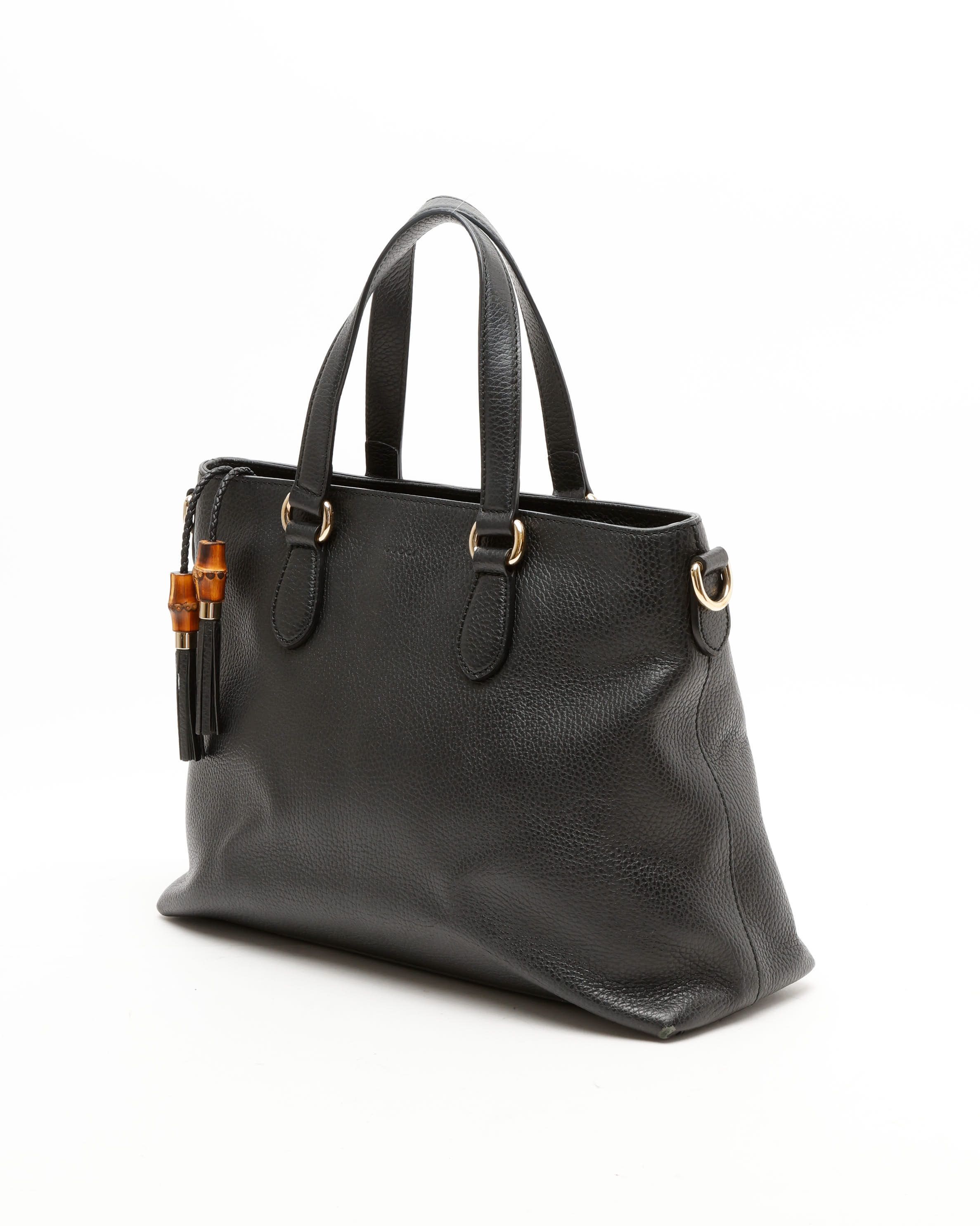 Gucci Bamboo Tote Bag In Black