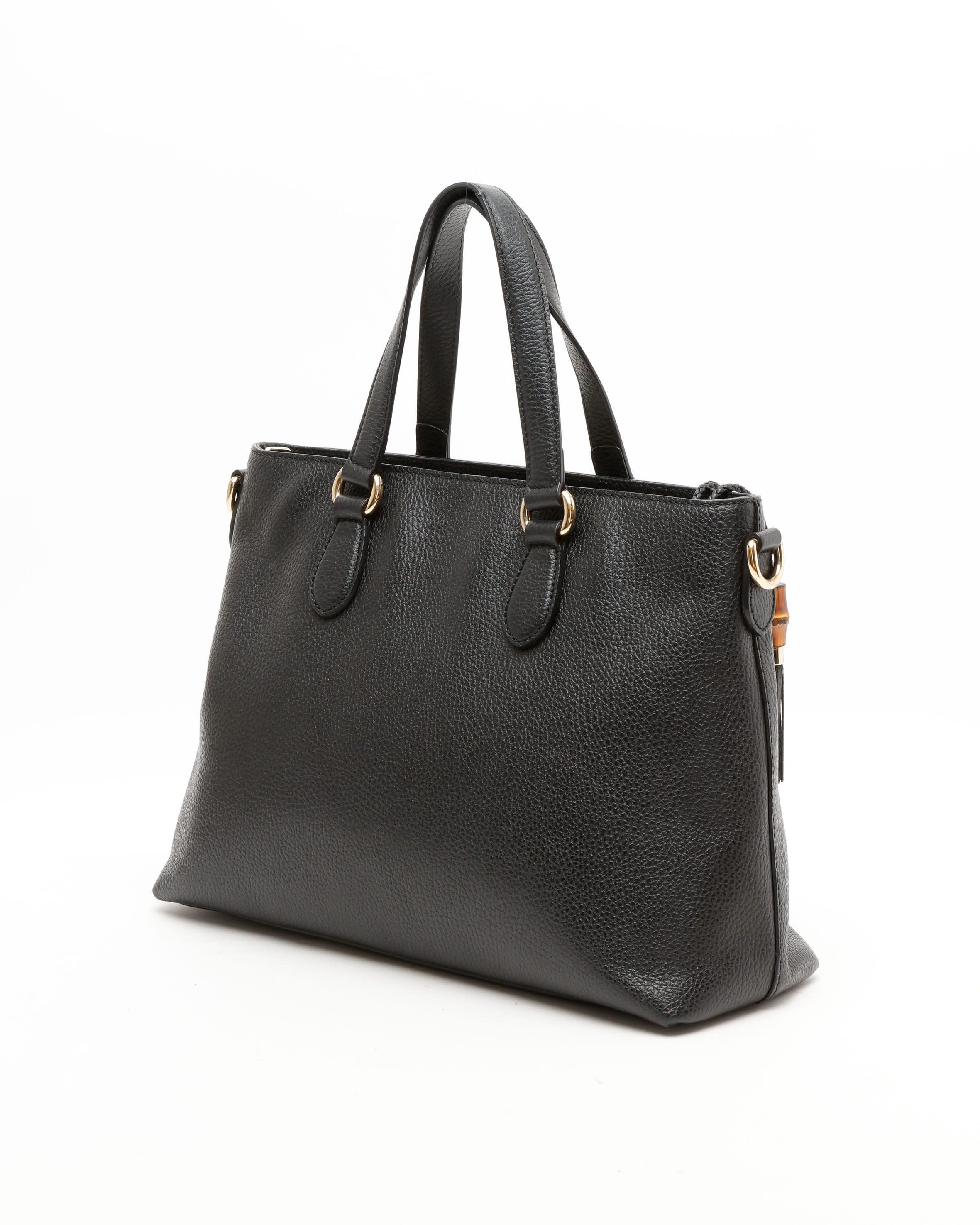 Gucci Bamboo Tote Bag In Black