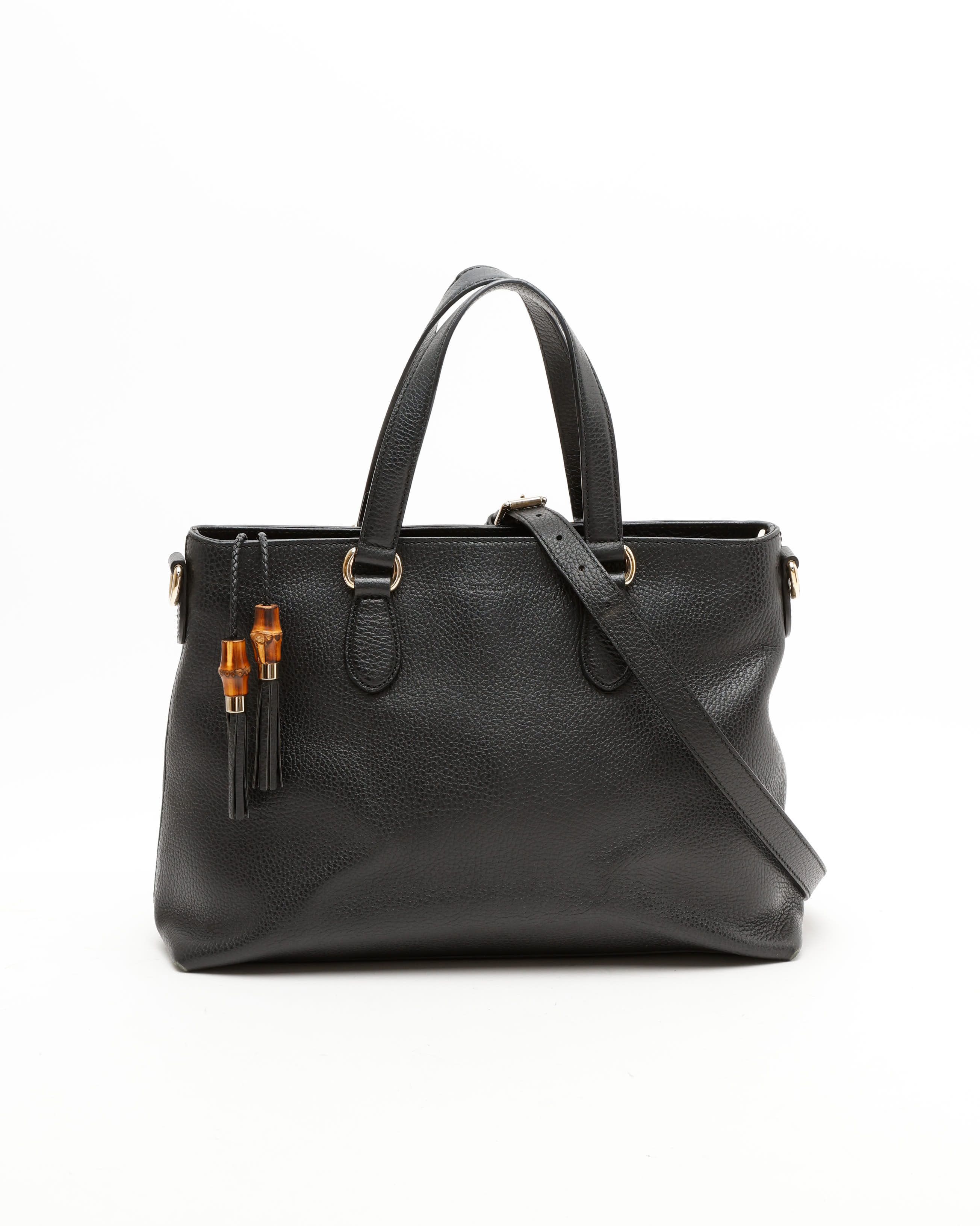 Gucci Bamboo Tote Bag In Black