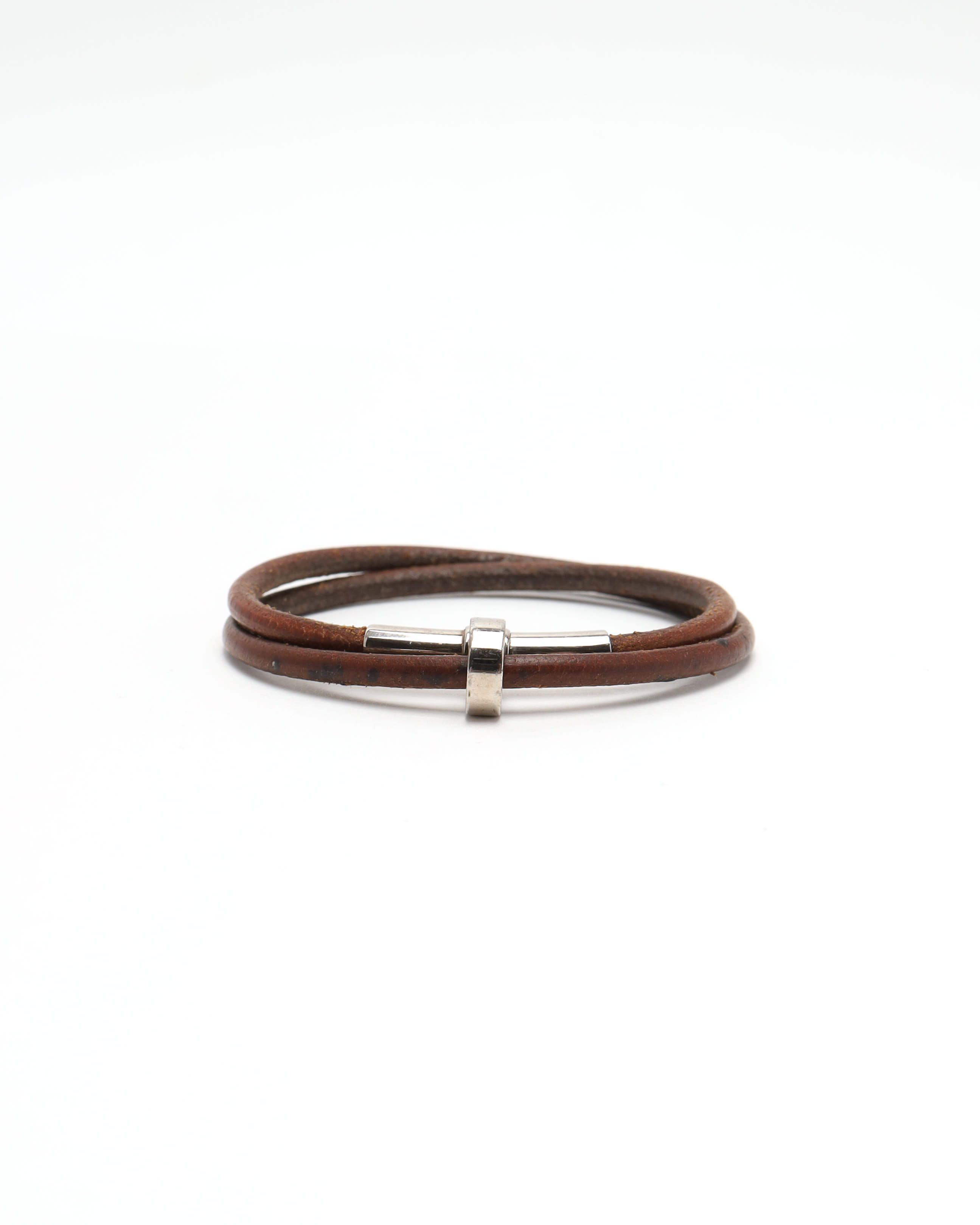 Pre-owned Hermes Hermès Kite Kelly Double Tour Bracelet In Brown