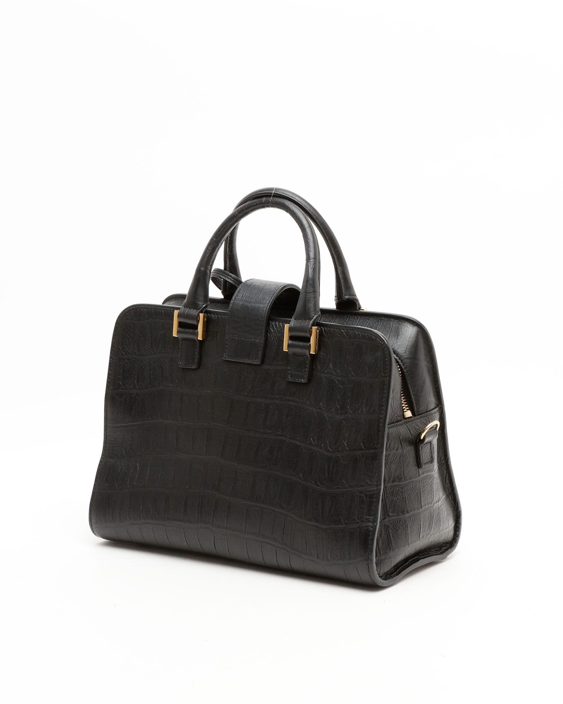 Saint Laurent Monogram Croc Baby Cabas Bag In Black