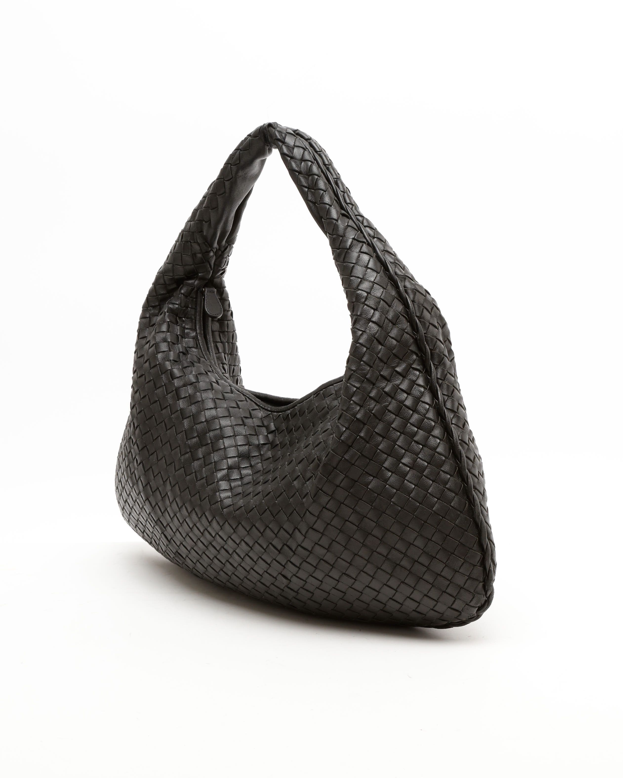 Bottega Veneta Large Intrecciato Hobo Bag In Black