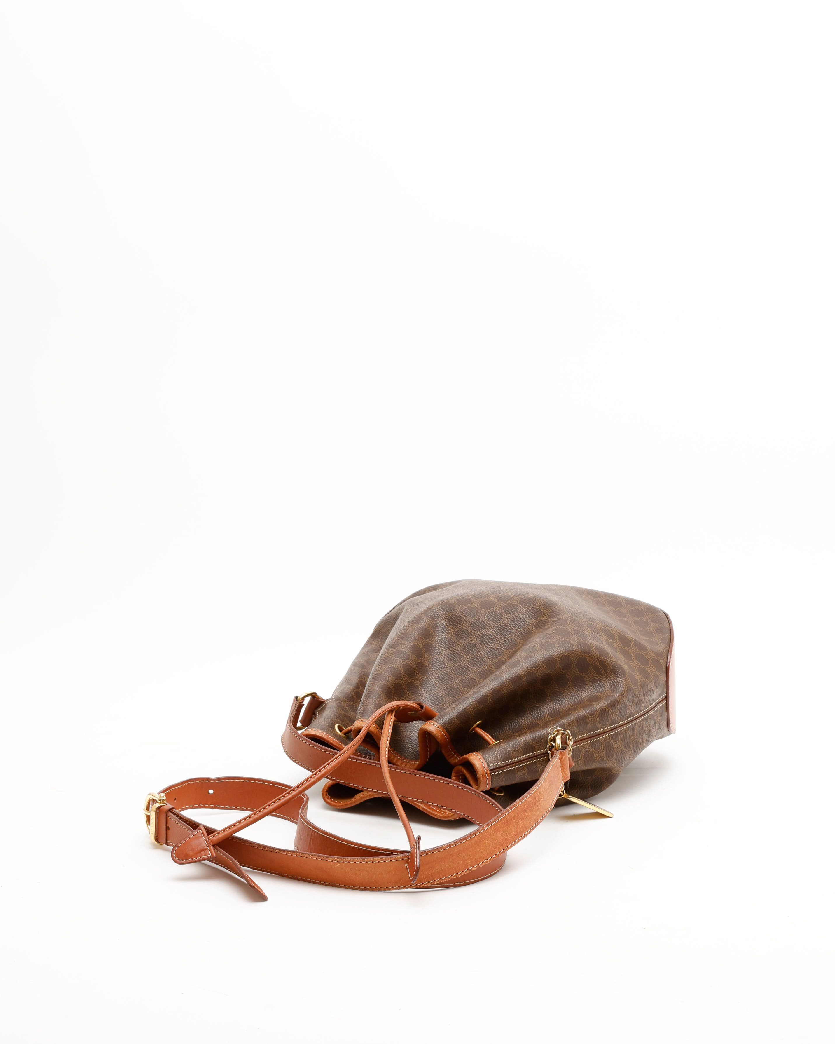 Celine Céline Macadam Bucket Bag In Brown