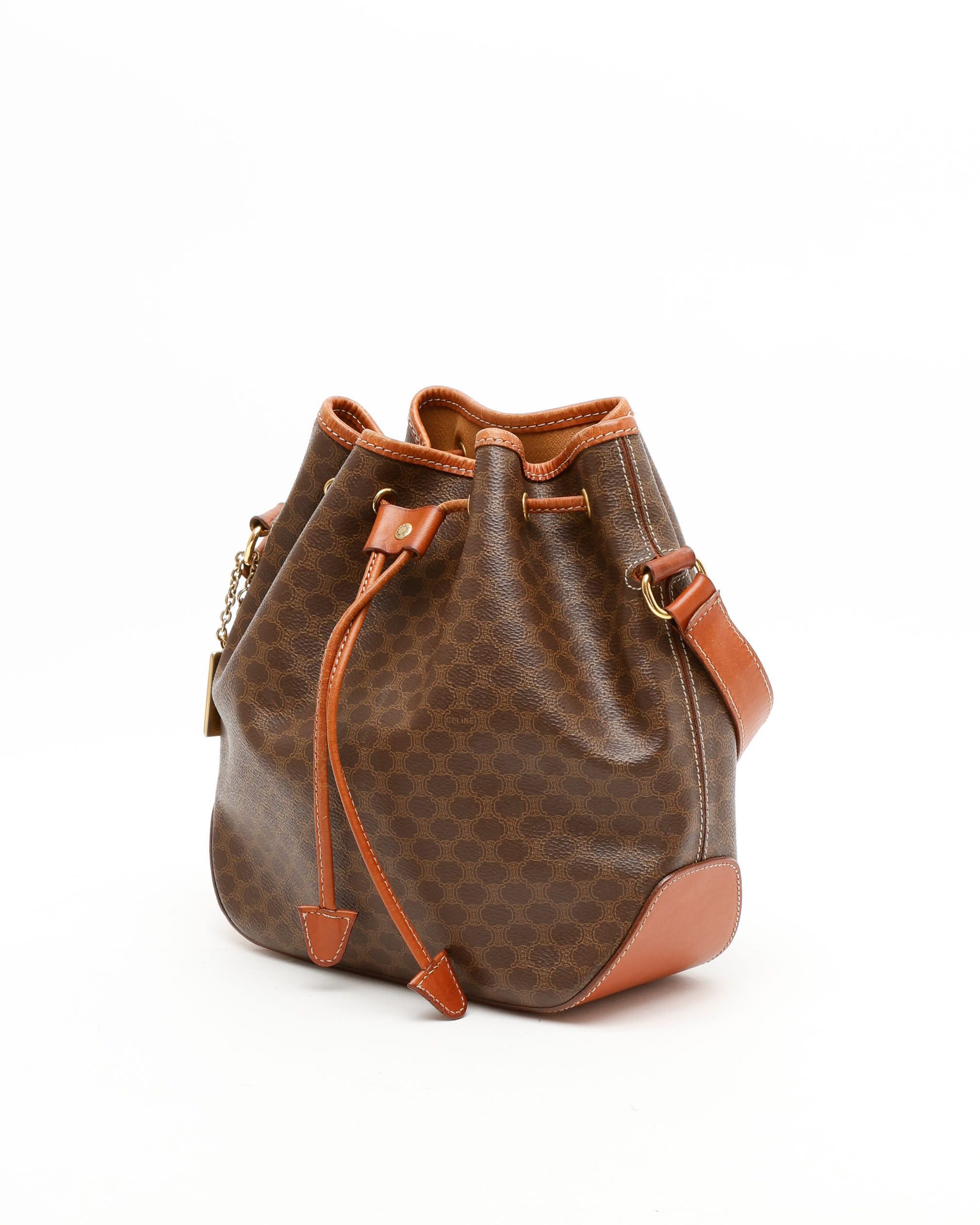 Celine Céline Macadam Bucket Bag In Brown