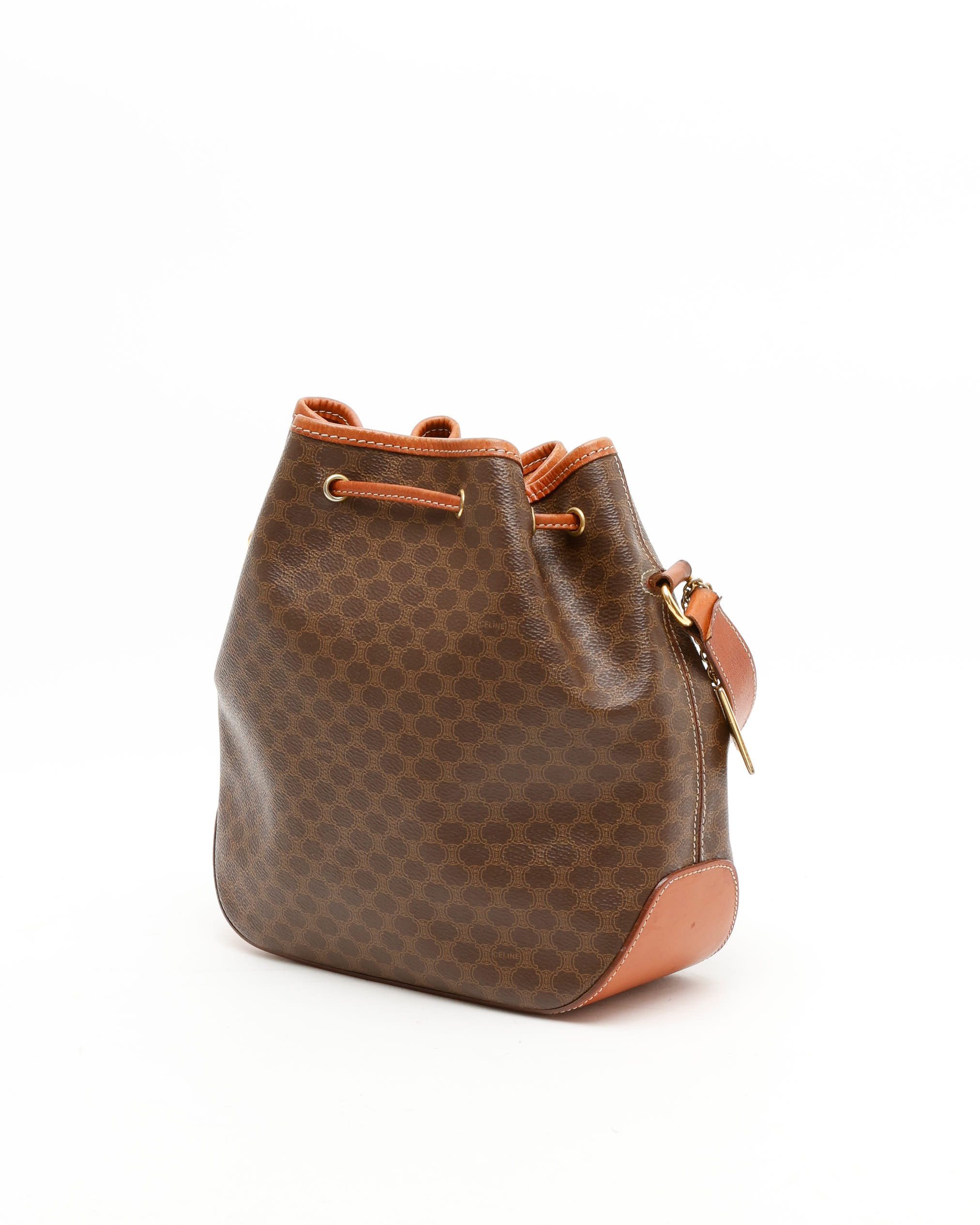 Celine Céline Macadam Bucket Bag In Brown