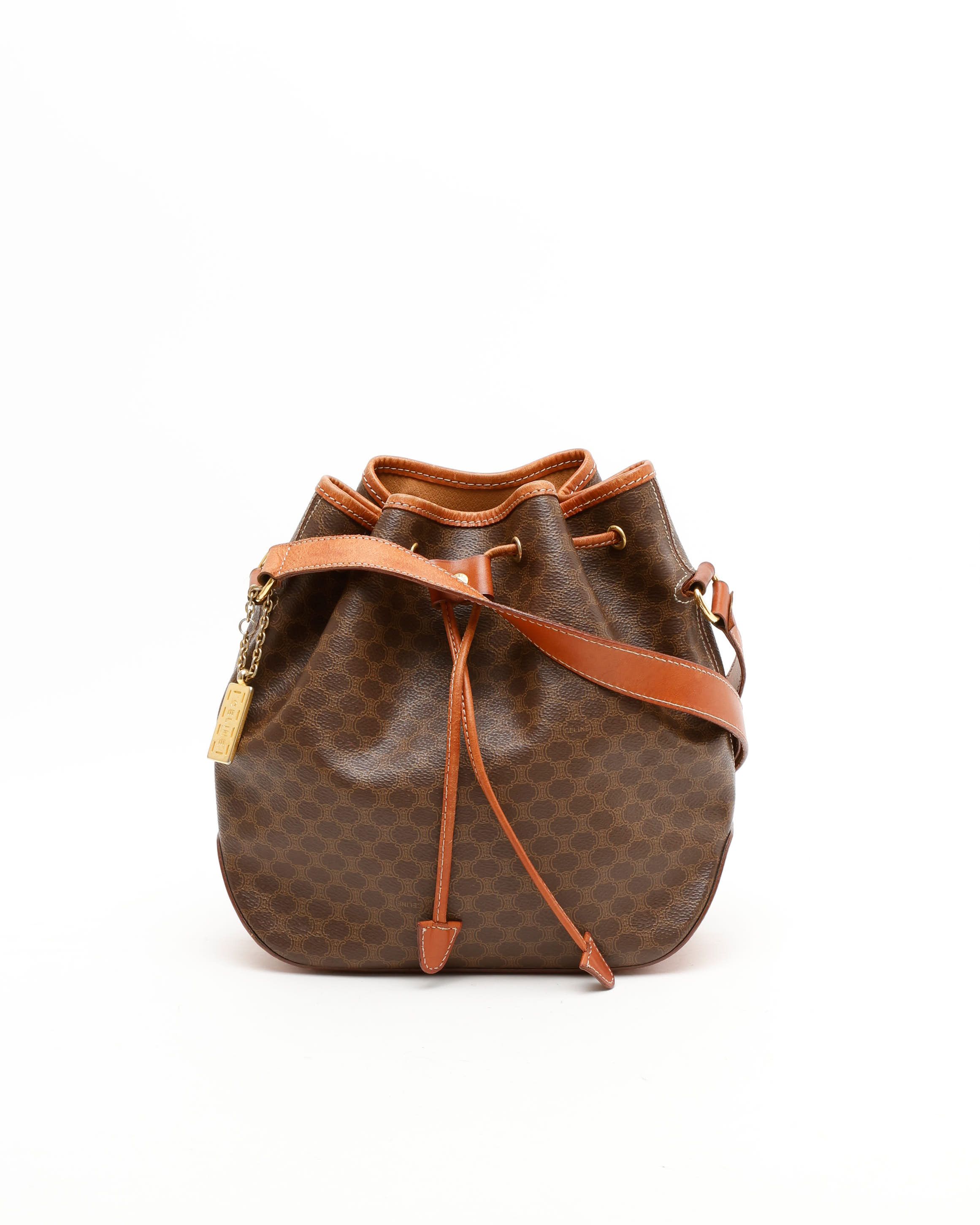 Celine Céline Macadam Bucket Bag In Brown