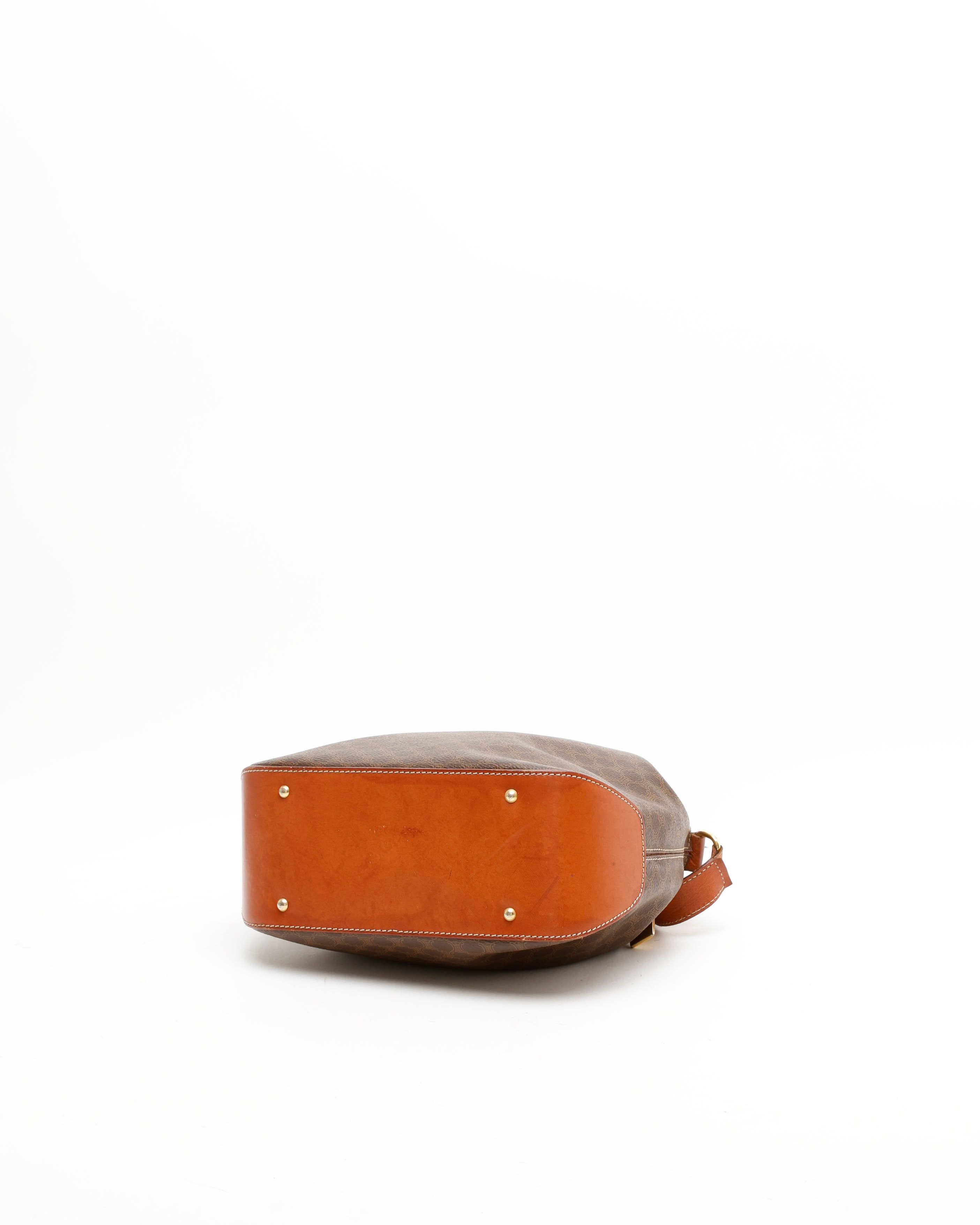 Celine Céline Macadam Bucket Bag In Brown