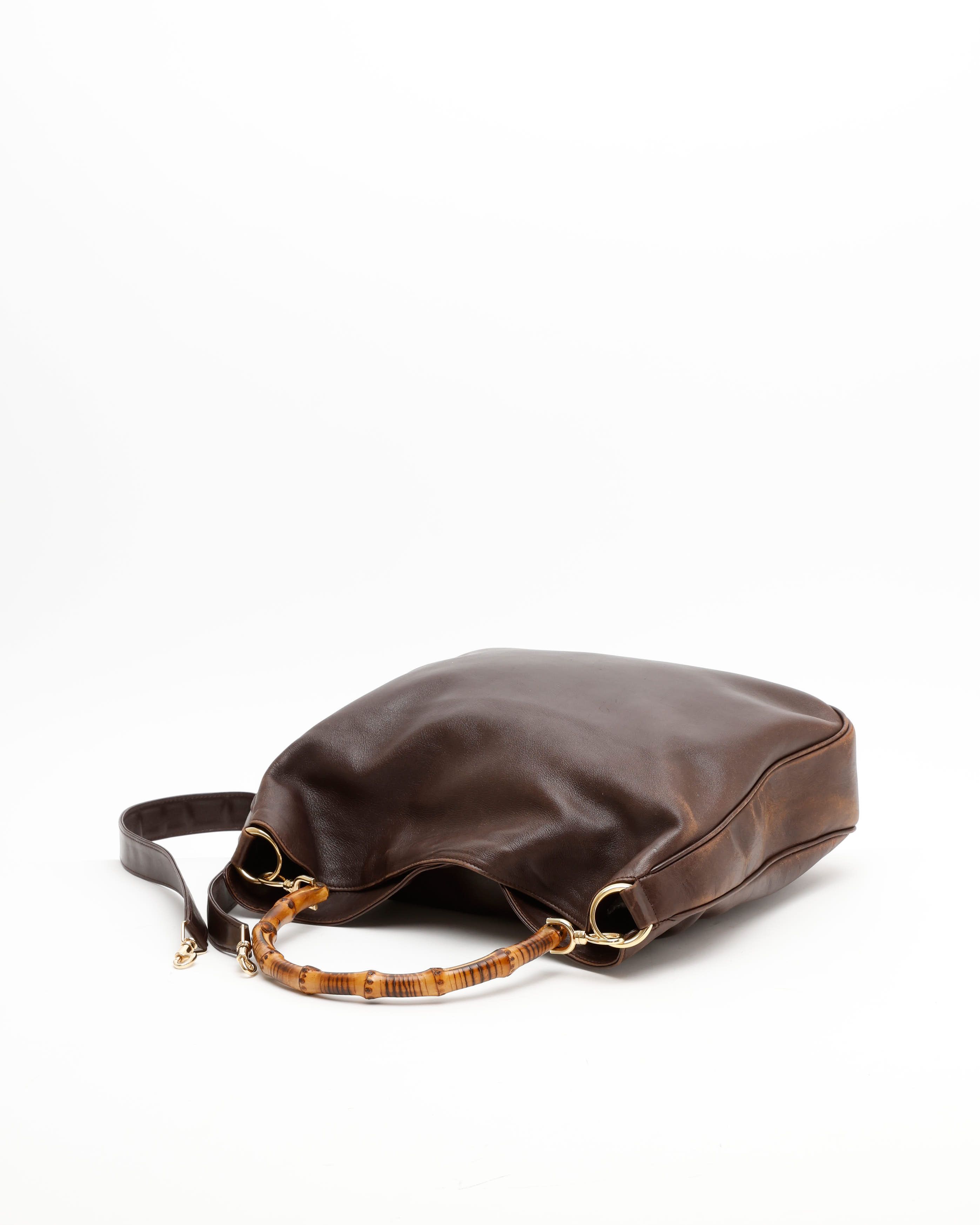 Gucci Bamboo Tote Bag In Brown