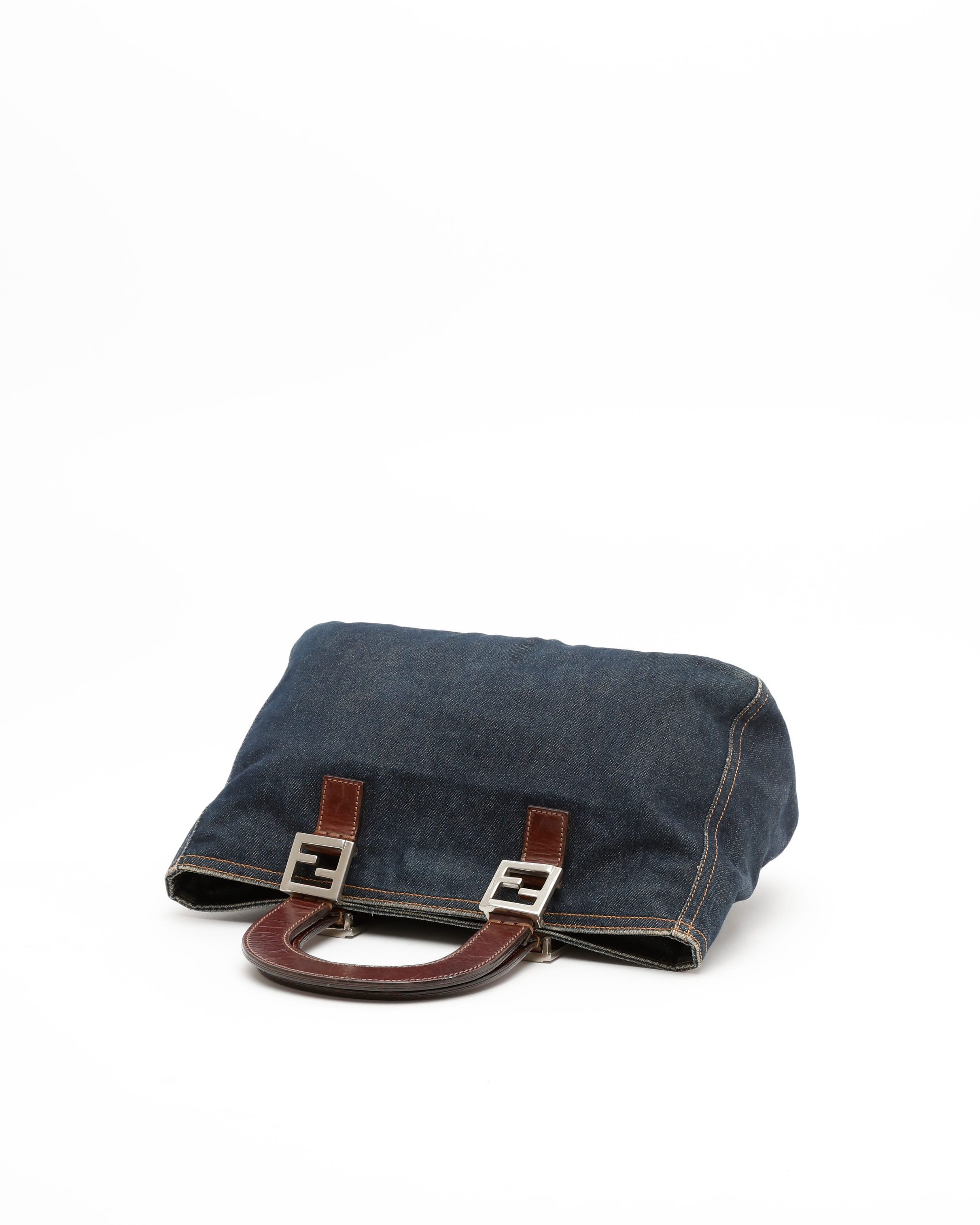 Fendi Denim Tote Bag In Blue