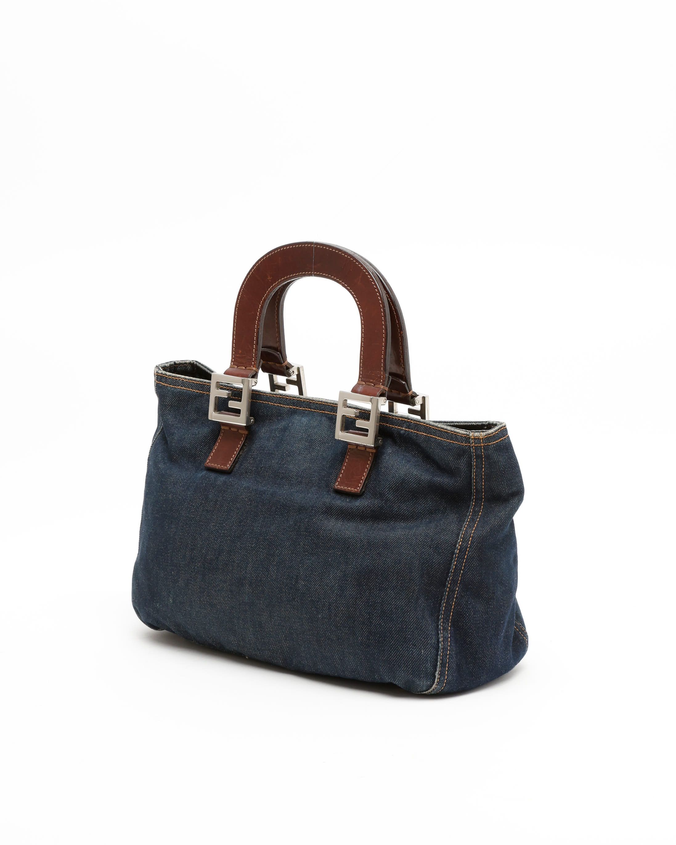 Fendi Denim Tote Bag In Blue