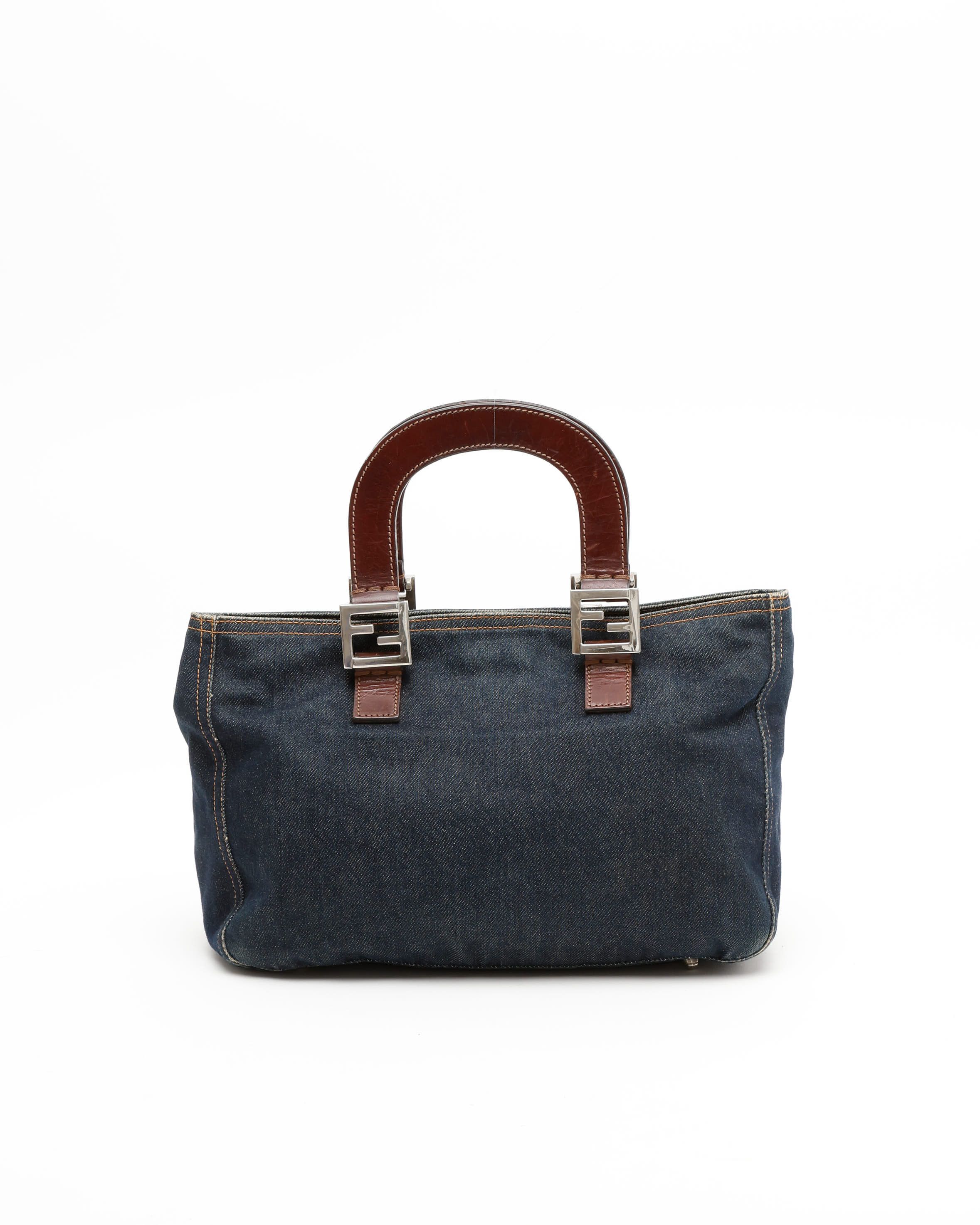 Fendi Denim Tote Bag In Blue