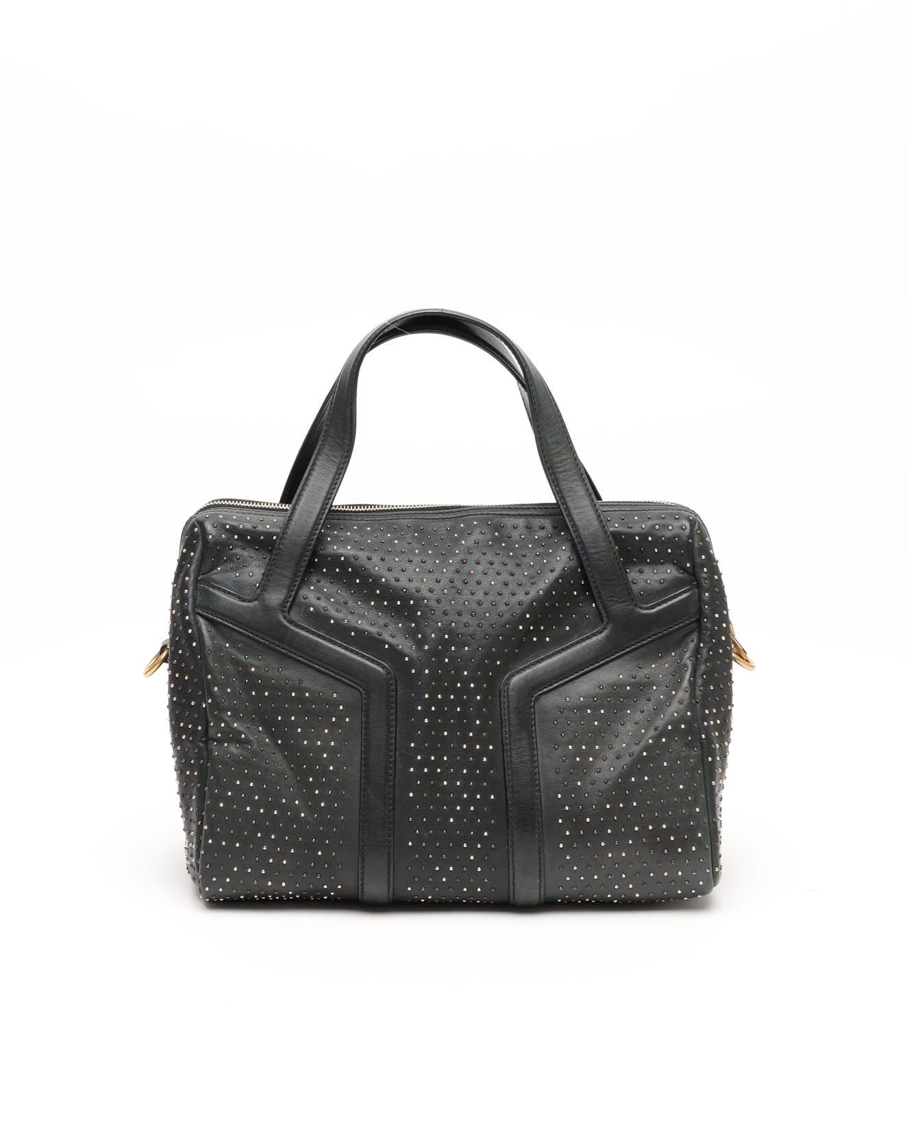 Saint Laurent Studded Y Boston Bag In Black