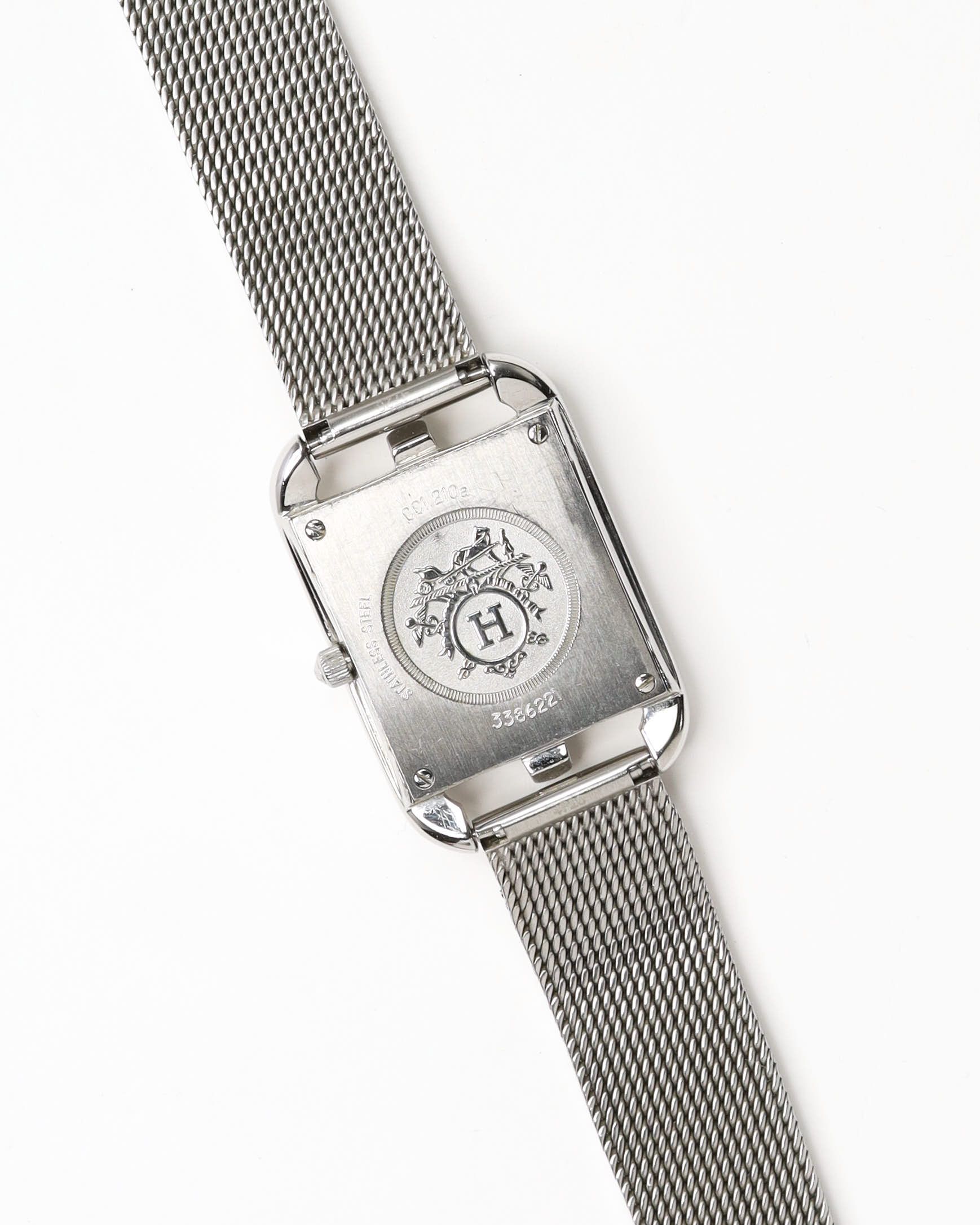 Pre-owned Hermes Hermès Cape Cod 23mm Ref Cc1.210 Double Tour Bracelet Watch In Silver