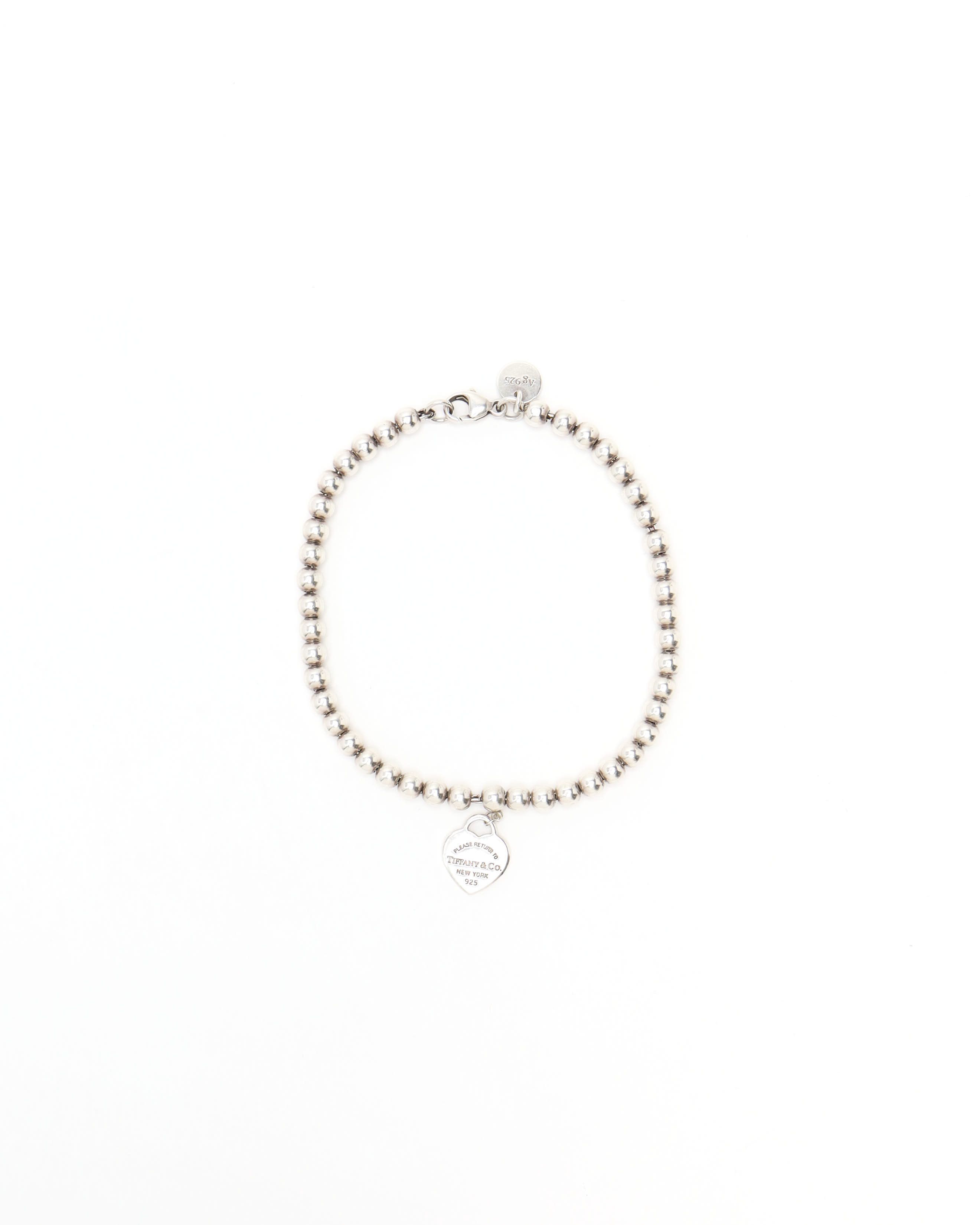 Tiffany & Co Pink Heart Tag Bead Bracelet In Multi