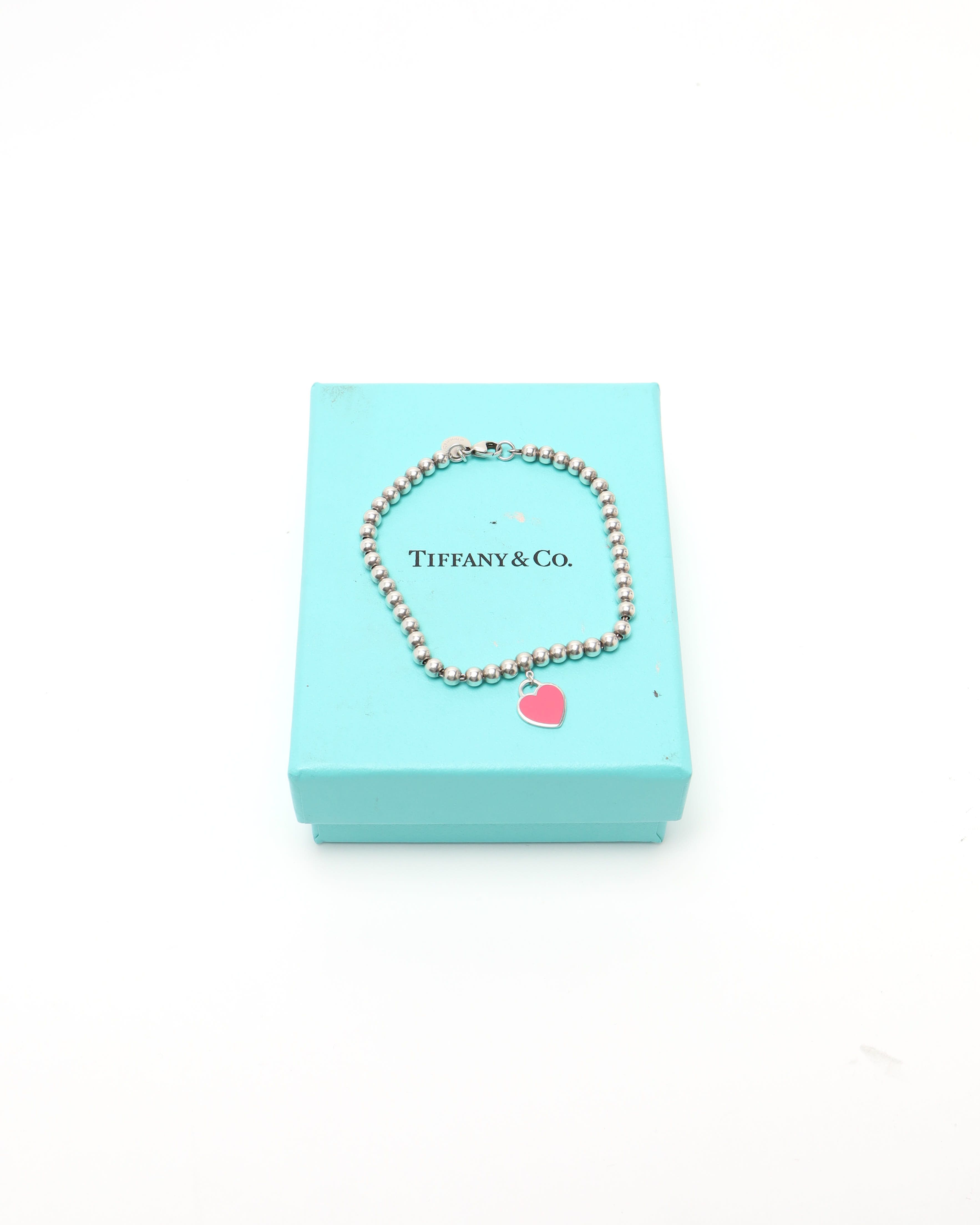 Tiffany & Co Pink Heart Tag Bead Bracelet In Multi