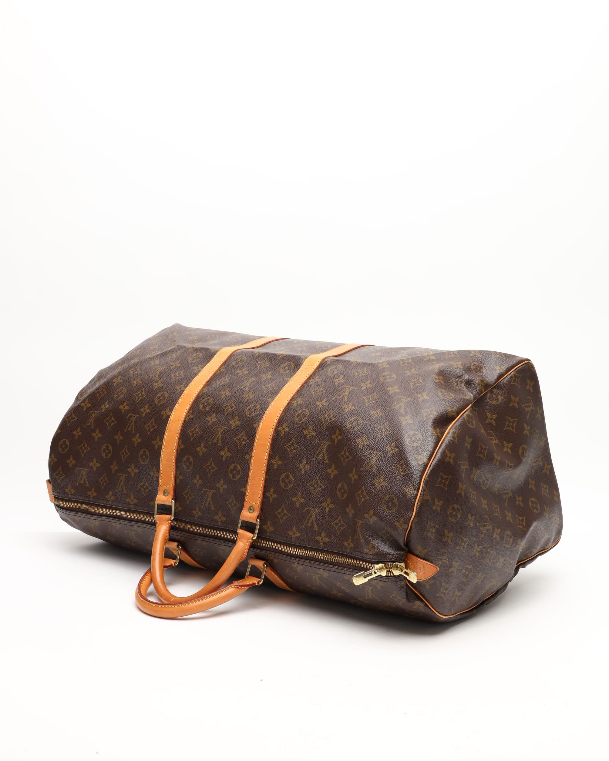 Pre-owned Louis Vuitton Monogram Keepall 60 Weekend Bag In Brown