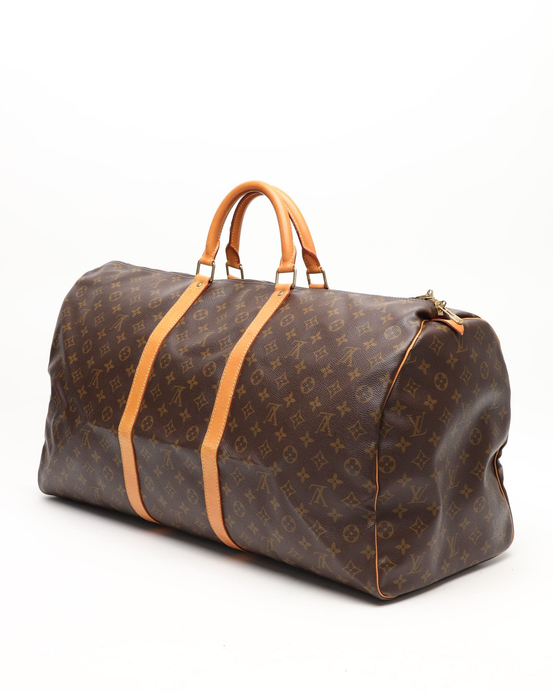 Pre-owned Louis Vuitton Monogram Keepall 60 Weekend Bag In Brown