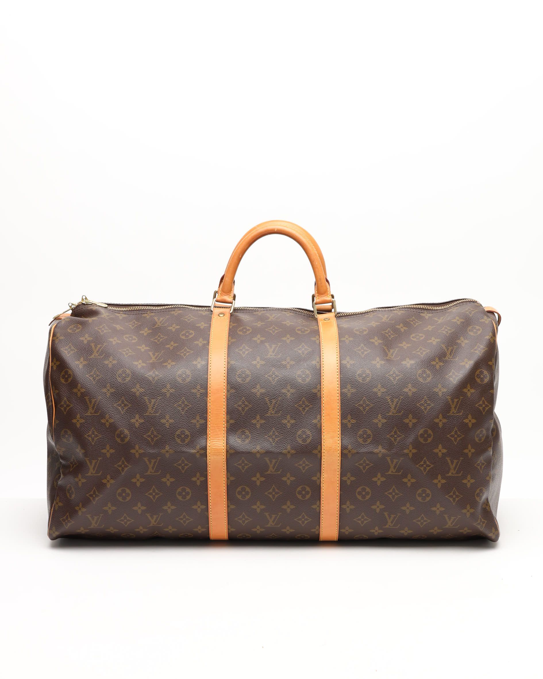 Pre-owned Louis Vuitton Monogram Keepall 60 Weekend Bag In Brown