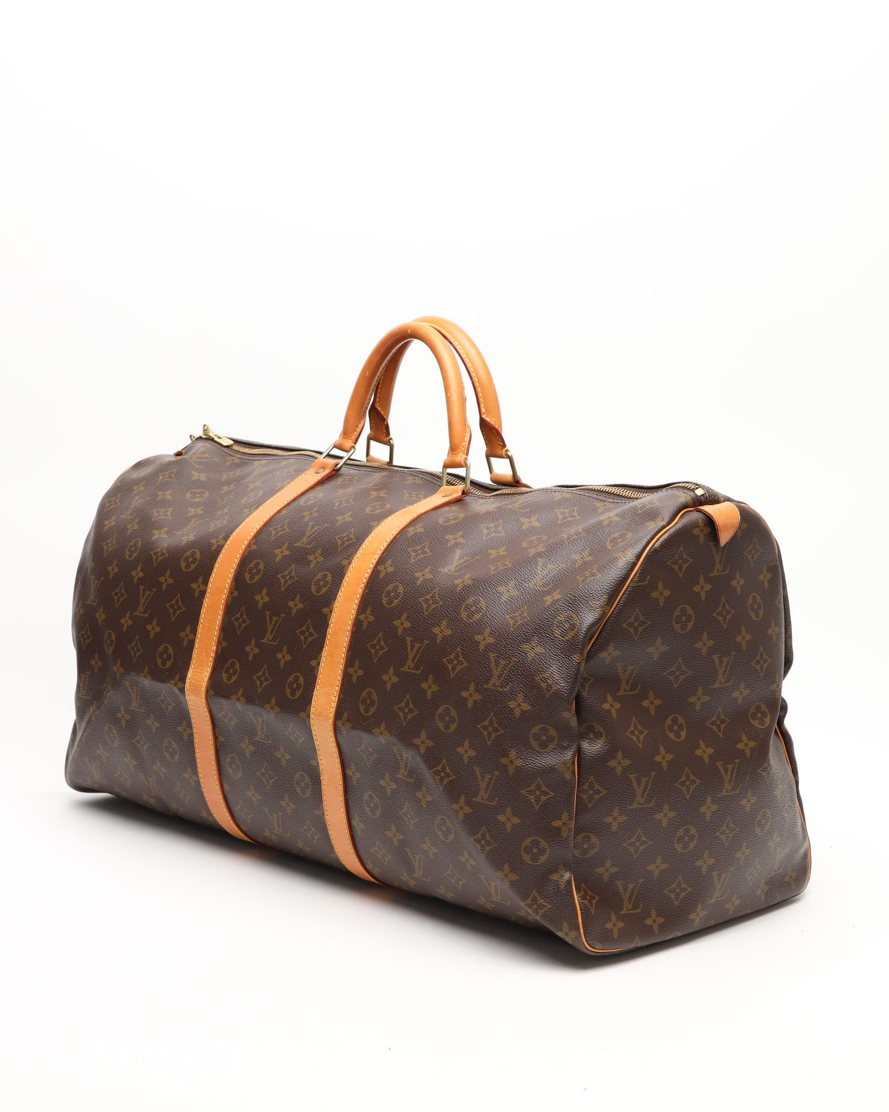 Pre-owned Louis Vuitton Monogram Keepall 60 Weekend Bag In Brown