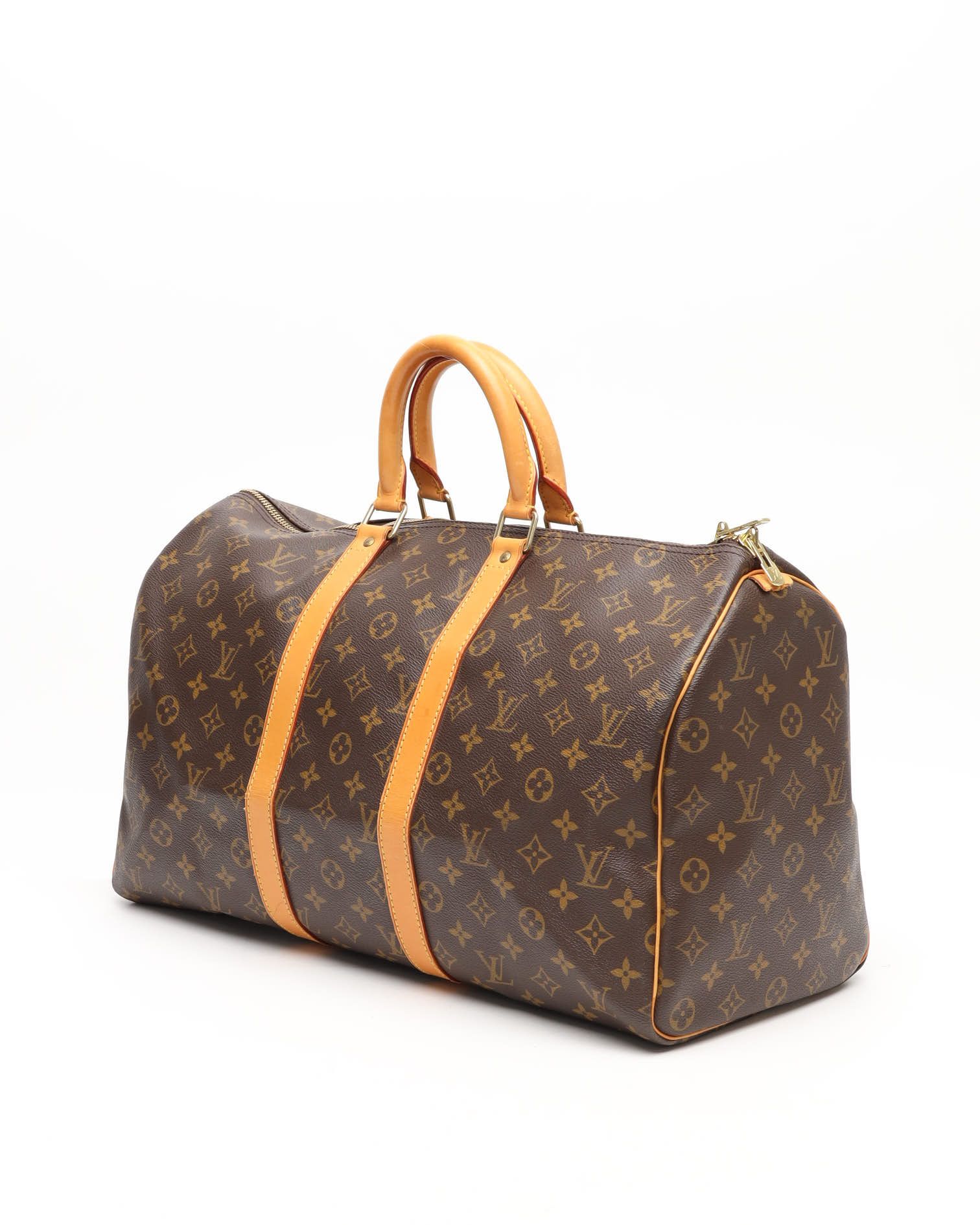 Pre-owned Louis Vuitton Monogram Keepall 45 Weekend Bag In Brown
