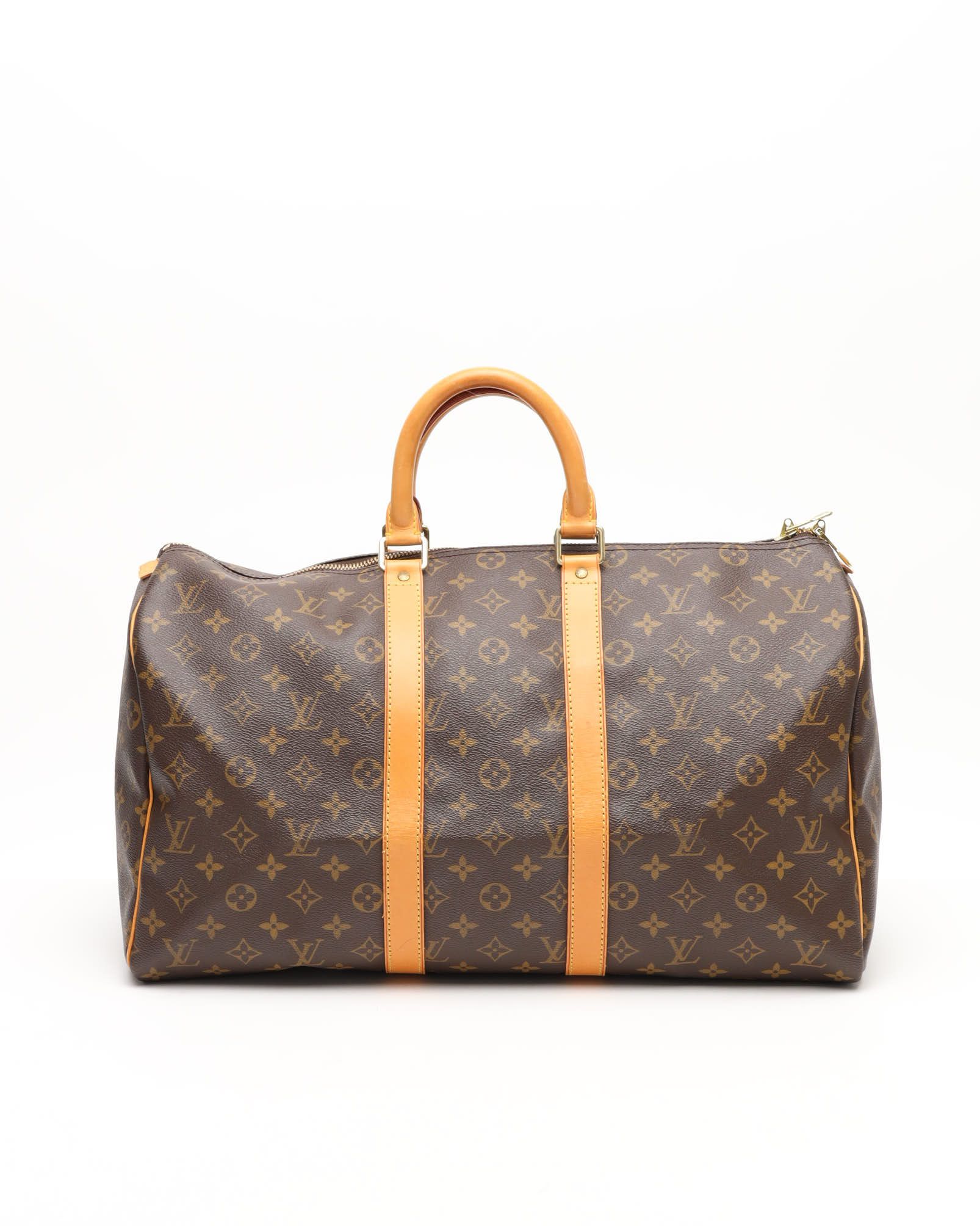 Pre-owned Louis Vuitton Monogram Keepall 45 Weekend Bag In Brown