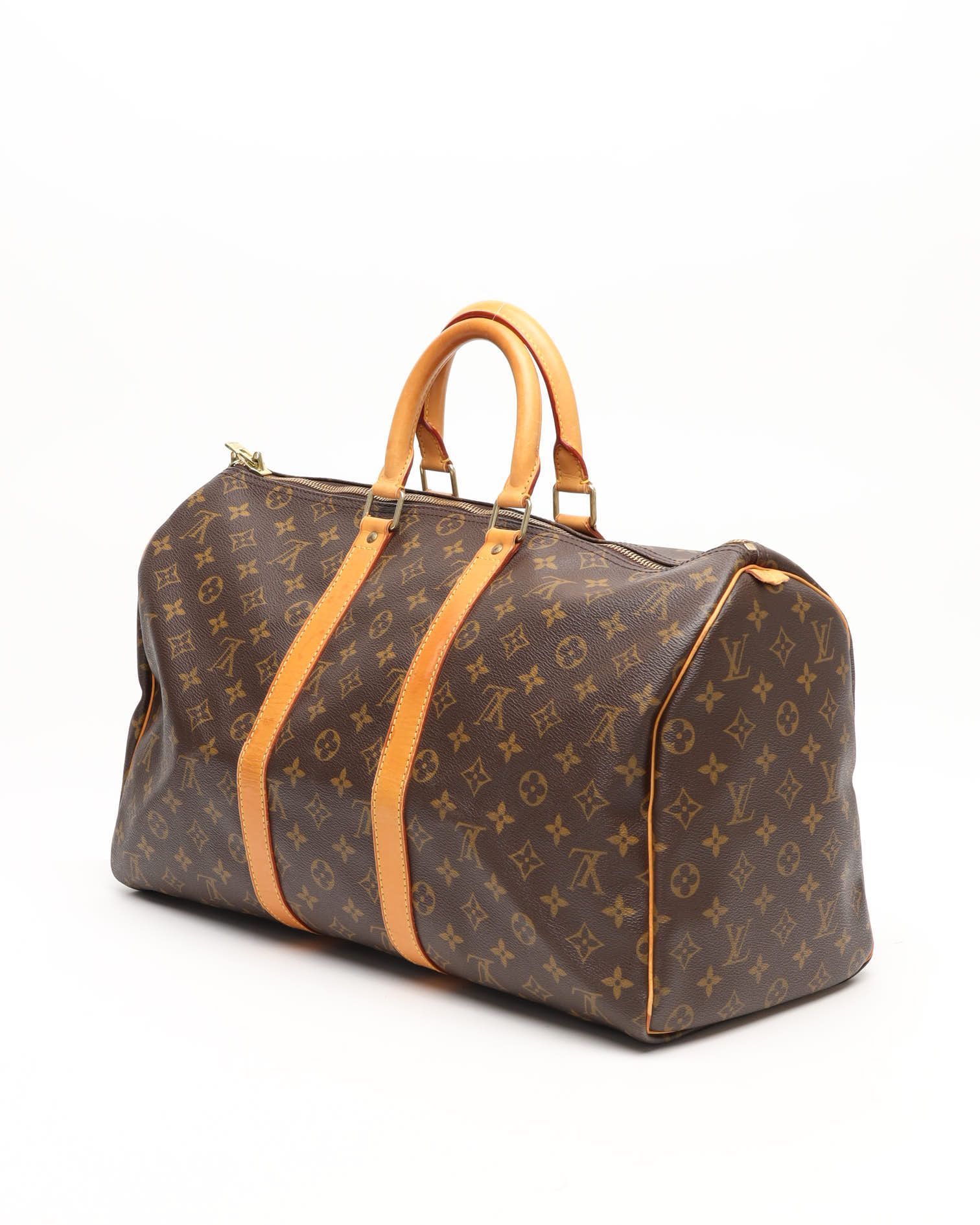 Pre-owned Louis Vuitton Monogram Keepall 45 Weekend Bag In Brown