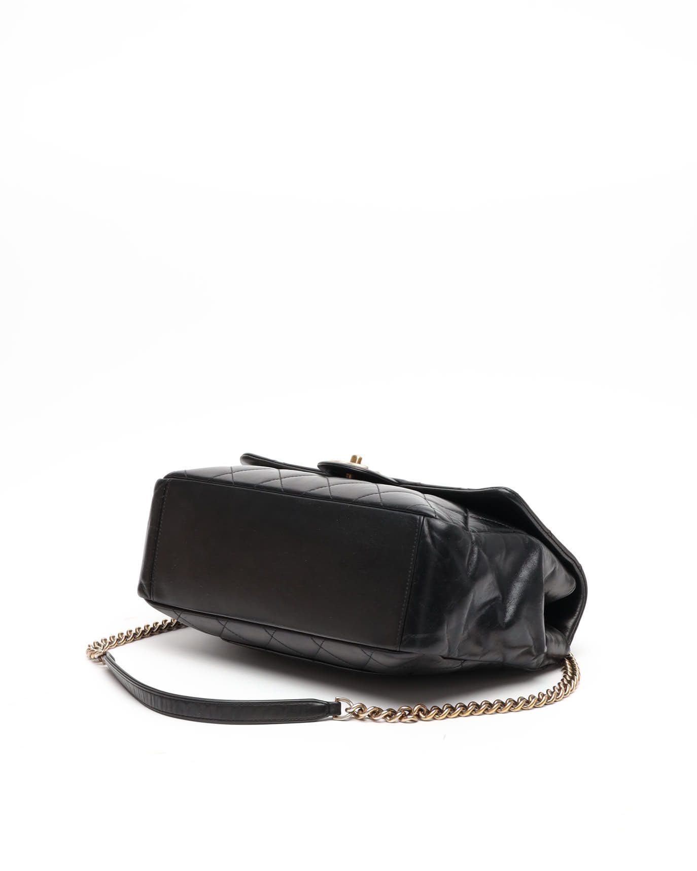 Pre-owned Chanel Large Glazed Castle Rock Top Handle Bag