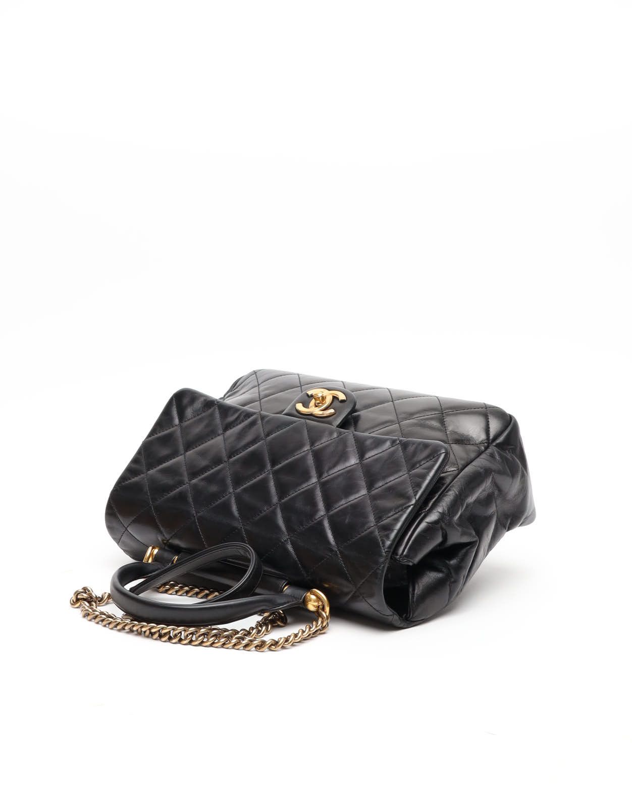 Pre-owned Chanel Large Glazed Castle Rock Top Handle Bag