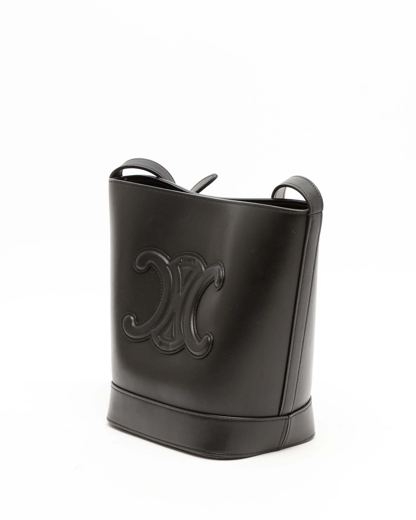 Celine Céline Small Bucket Cuir Triomphe Bag In Black