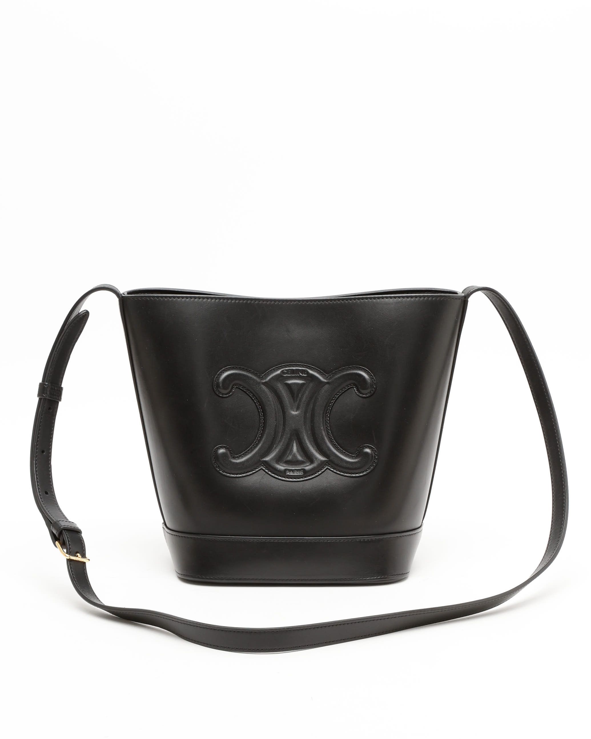 Celine Céline Small Bucket Cuir Triomphe Bag In Black