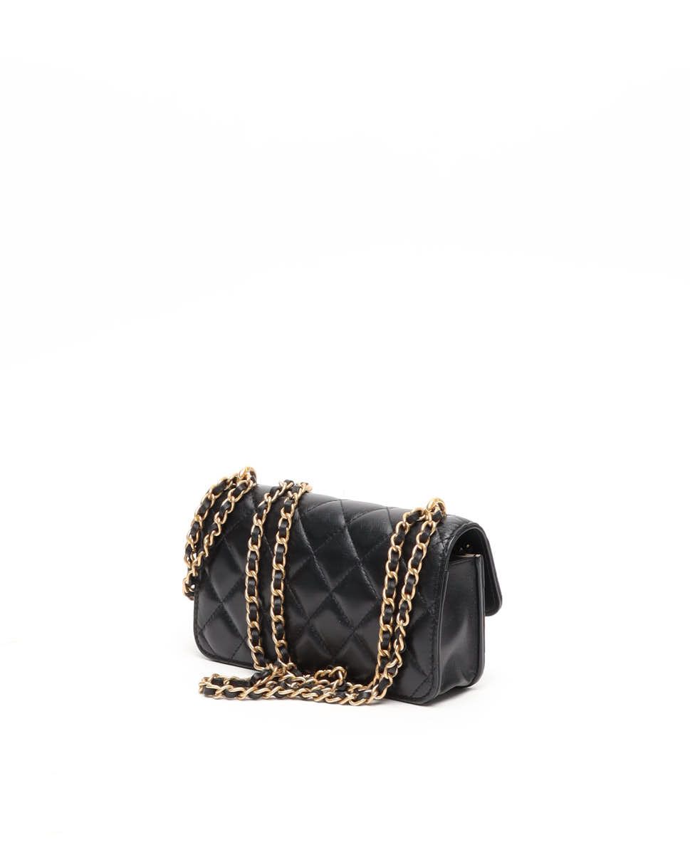 Pre-owned Chanel Wallet On Chain Bag In Black
