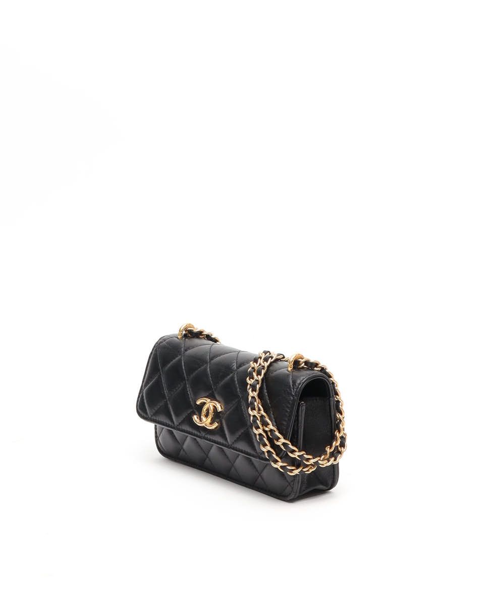 Pre-owned Chanel Wallet On Chain Bag In Black