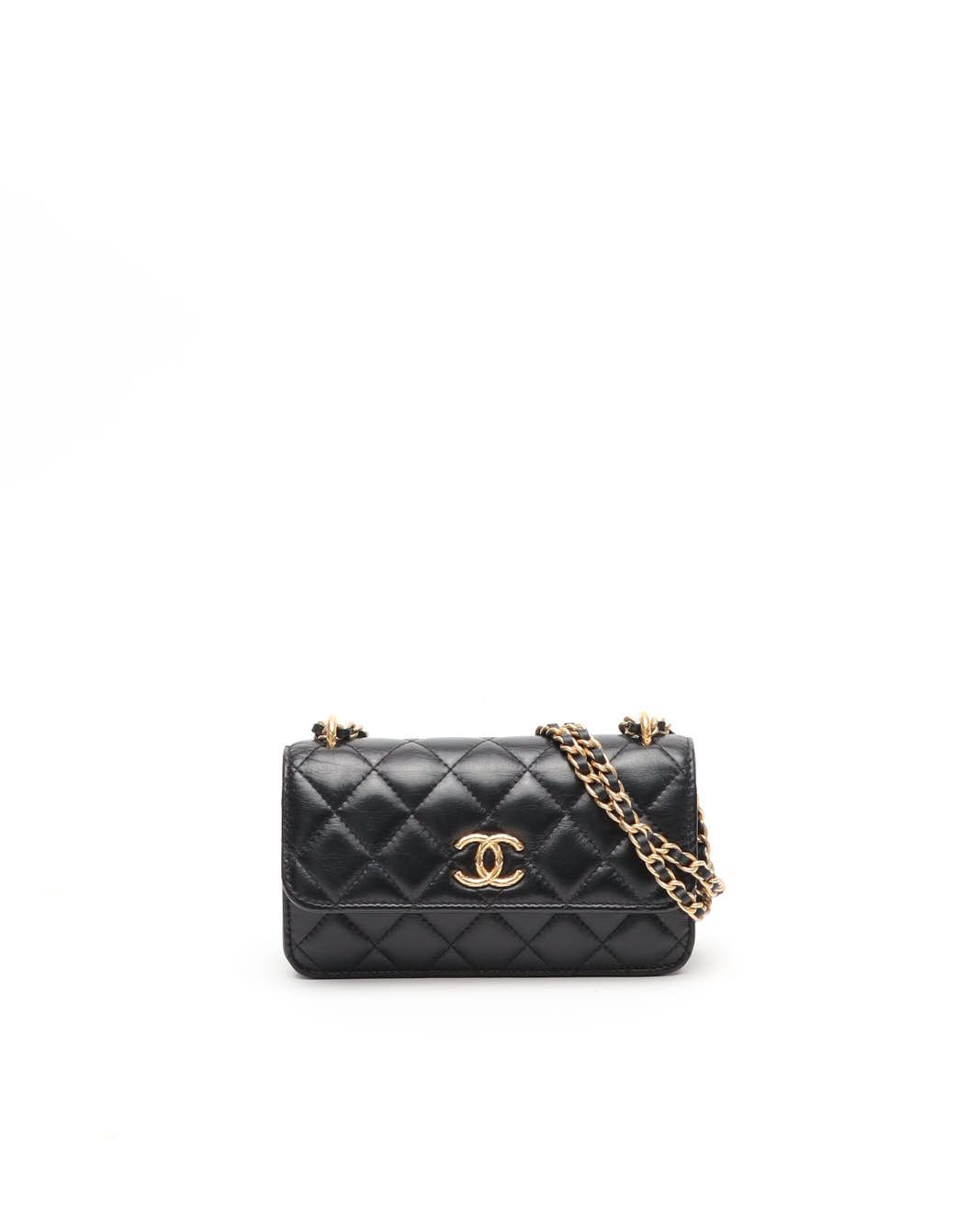 Pre-owned Chanel Wallet On Chain Bag In Black