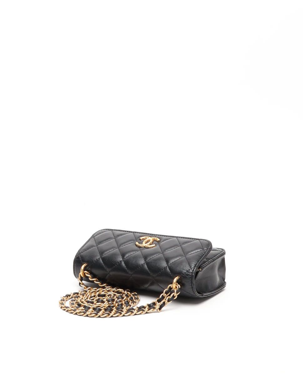 Pre-owned Chanel Wallet On Chain Bag In Black
