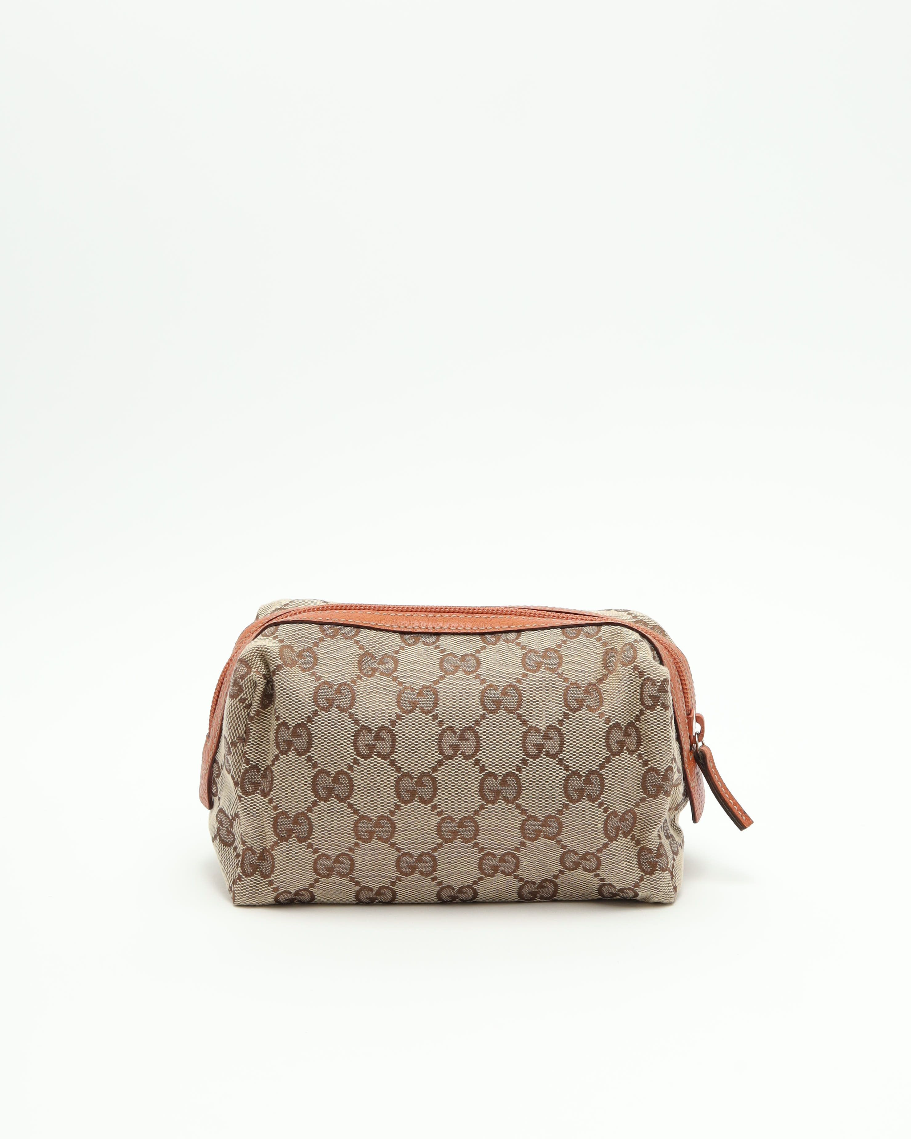 Gucci Canvas And Leather Pouch In Brown