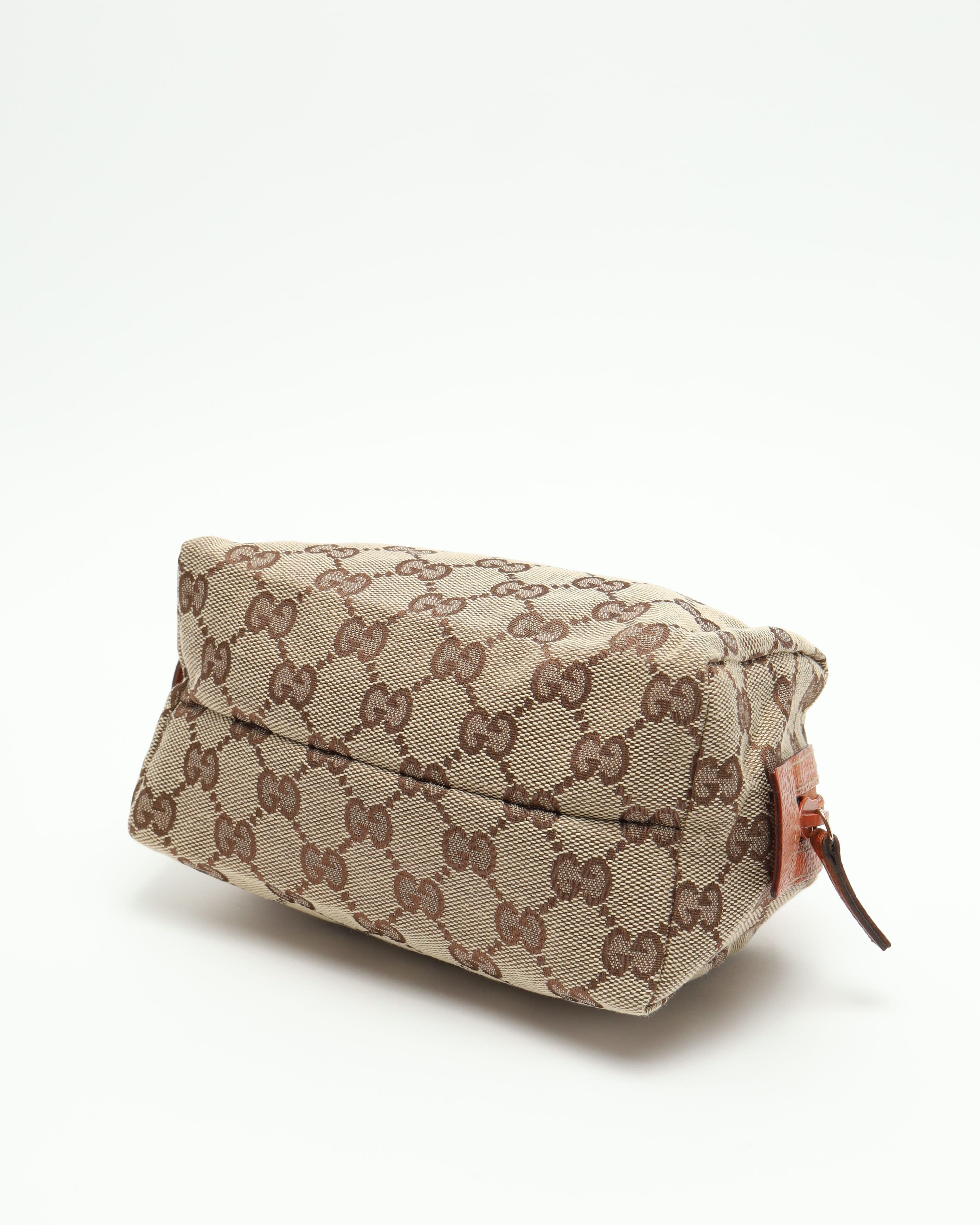 Gucci Canvas And Leather Pouch In Brown