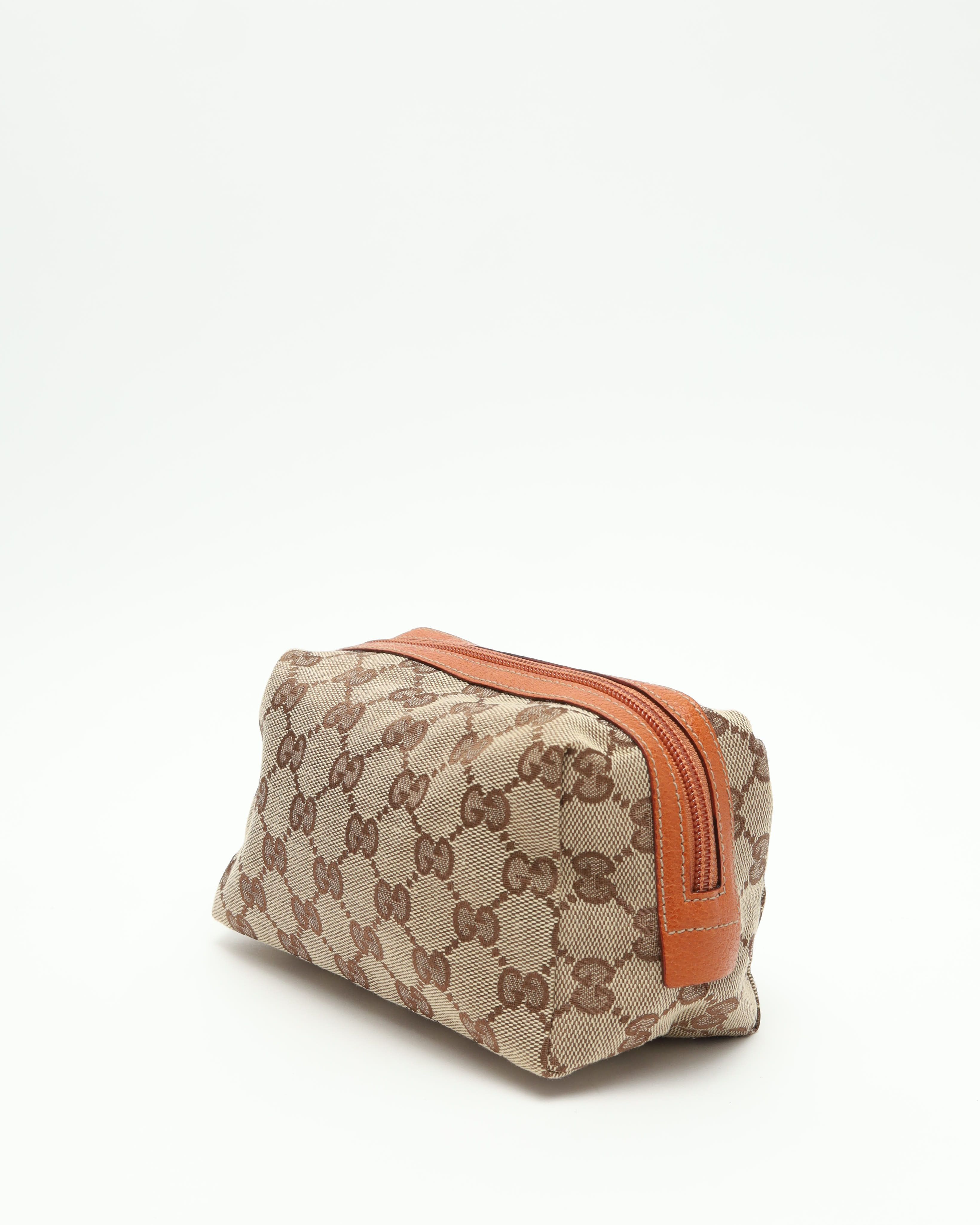 Gucci Canvas And Leather Pouch In Brown