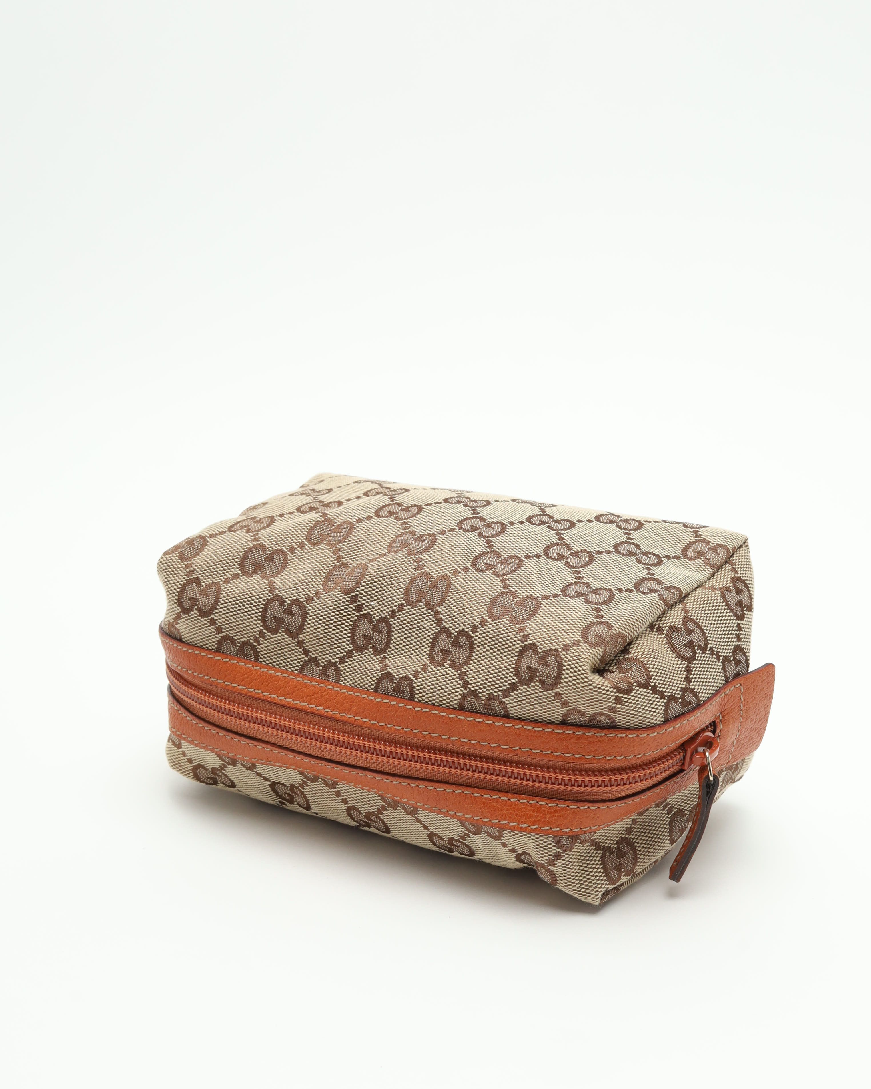 Gucci Canvas And Leather Pouch In Brown