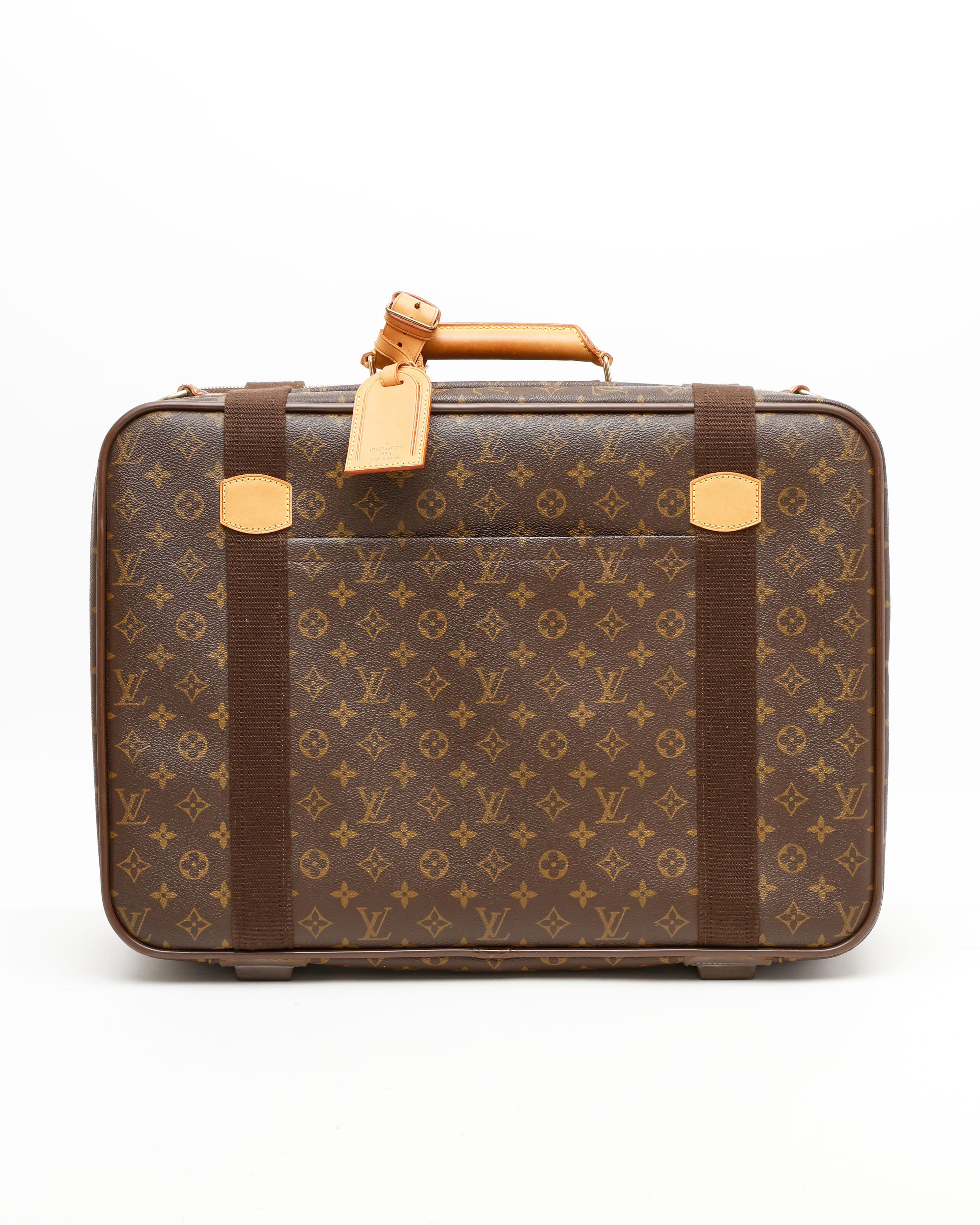 Pre-owned Louis Vuitton Monogram Satellite 53 Suitcase In Brown