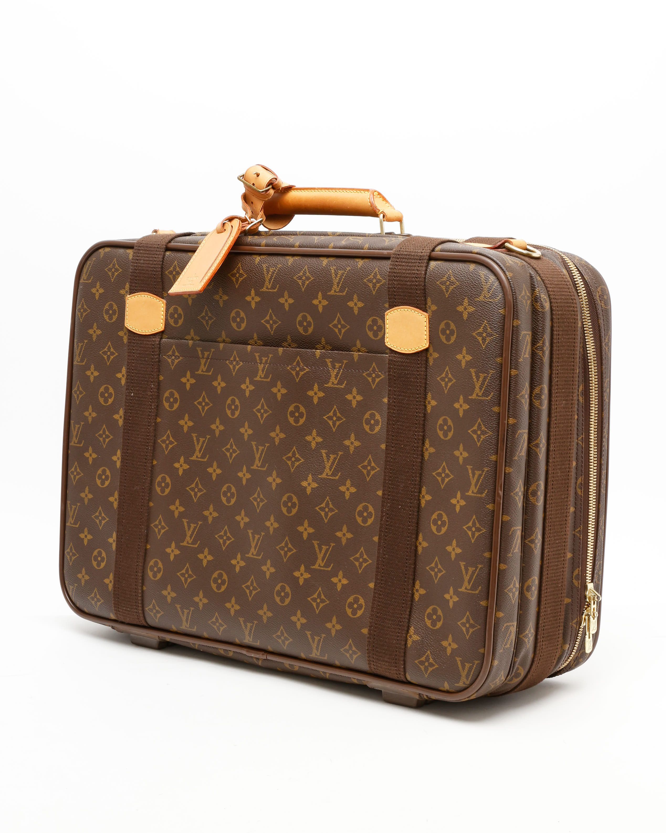 Pre-owned Louis Vuitton Monogram Satellite 53 Suitcase In Brown