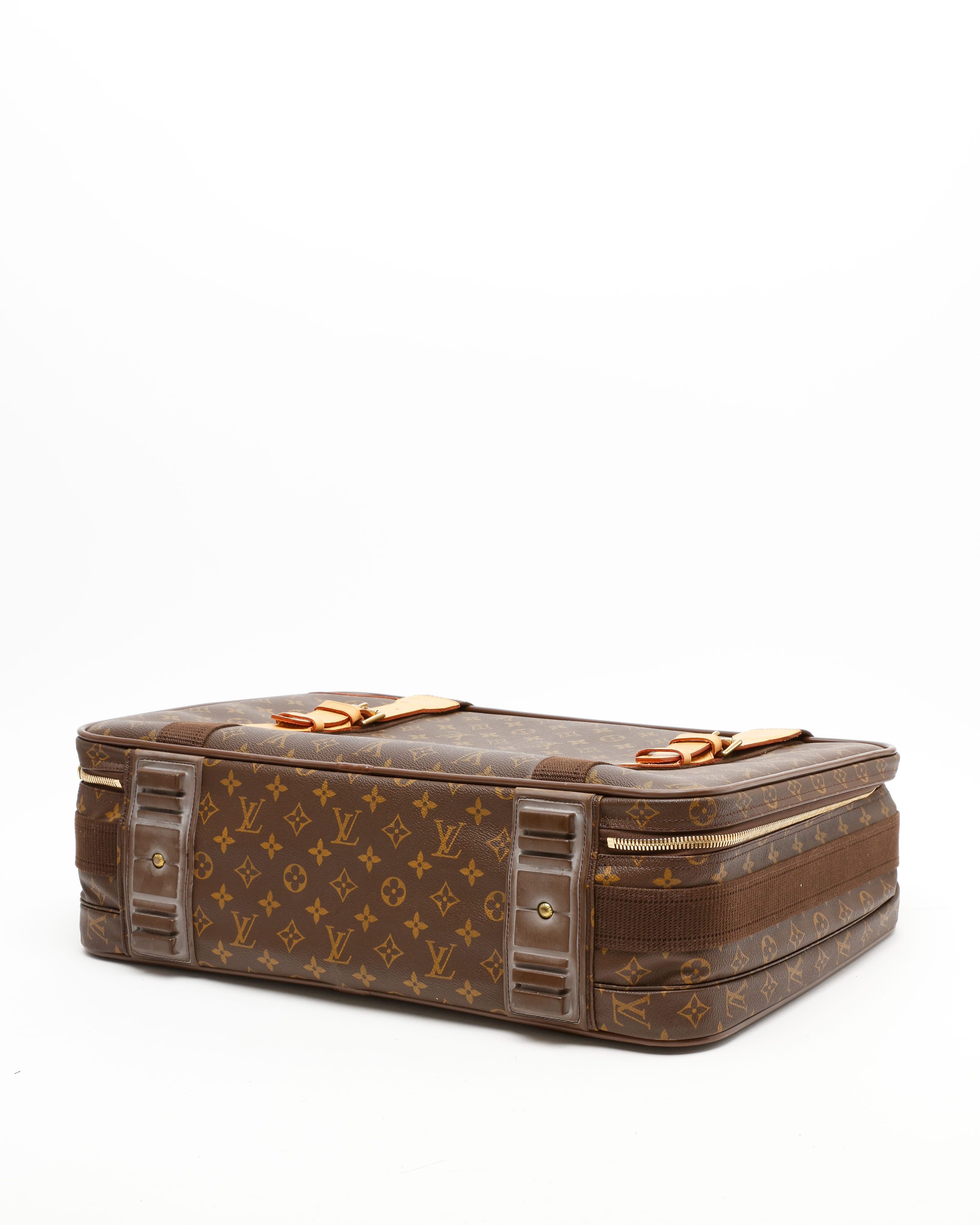 Pre-owned Louis Vuitton Monogram Satellite 53 Suitcase In Brown