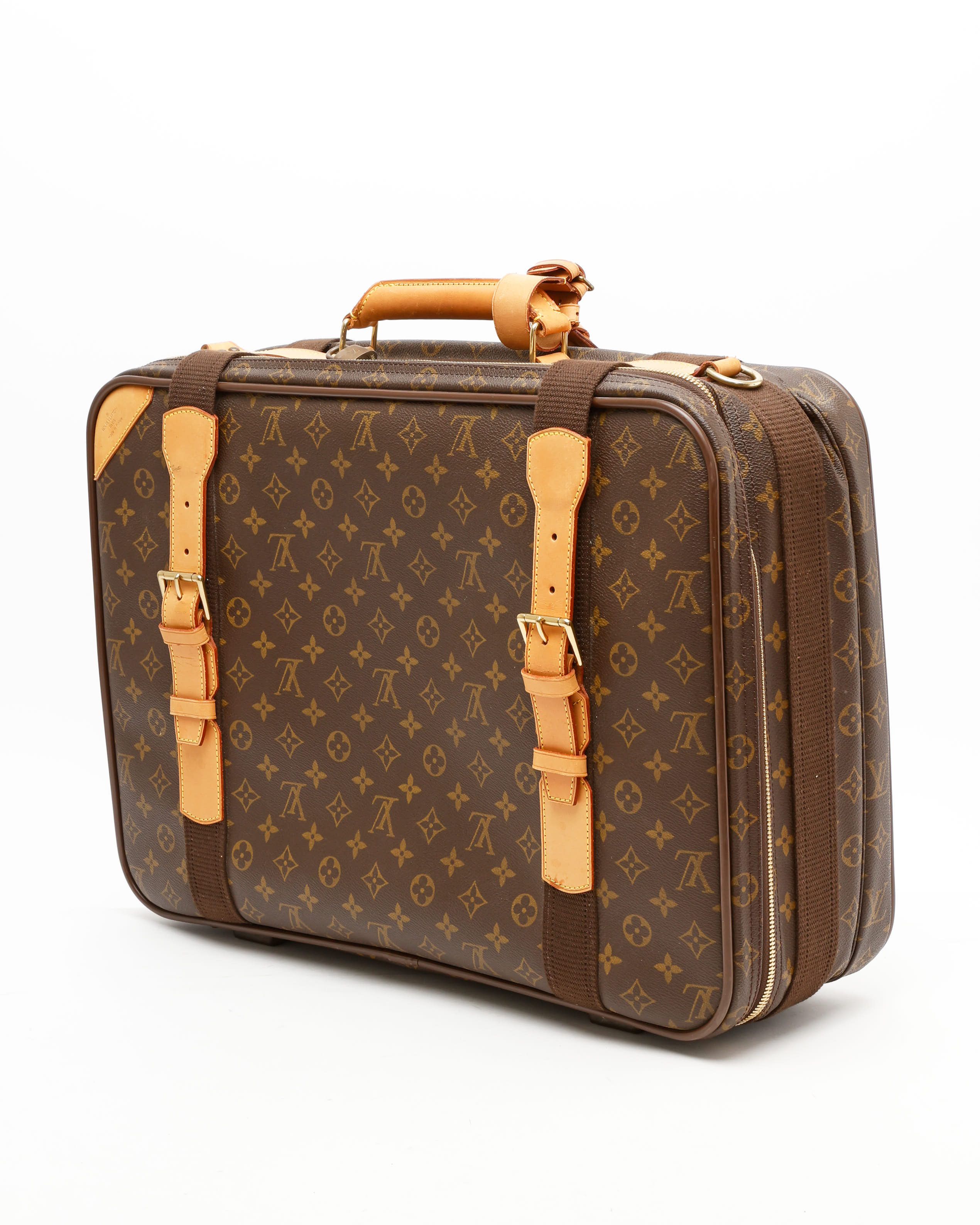 Pre-owned Louis Vuitton Monogram Satellite 53 Suitcase In Brown