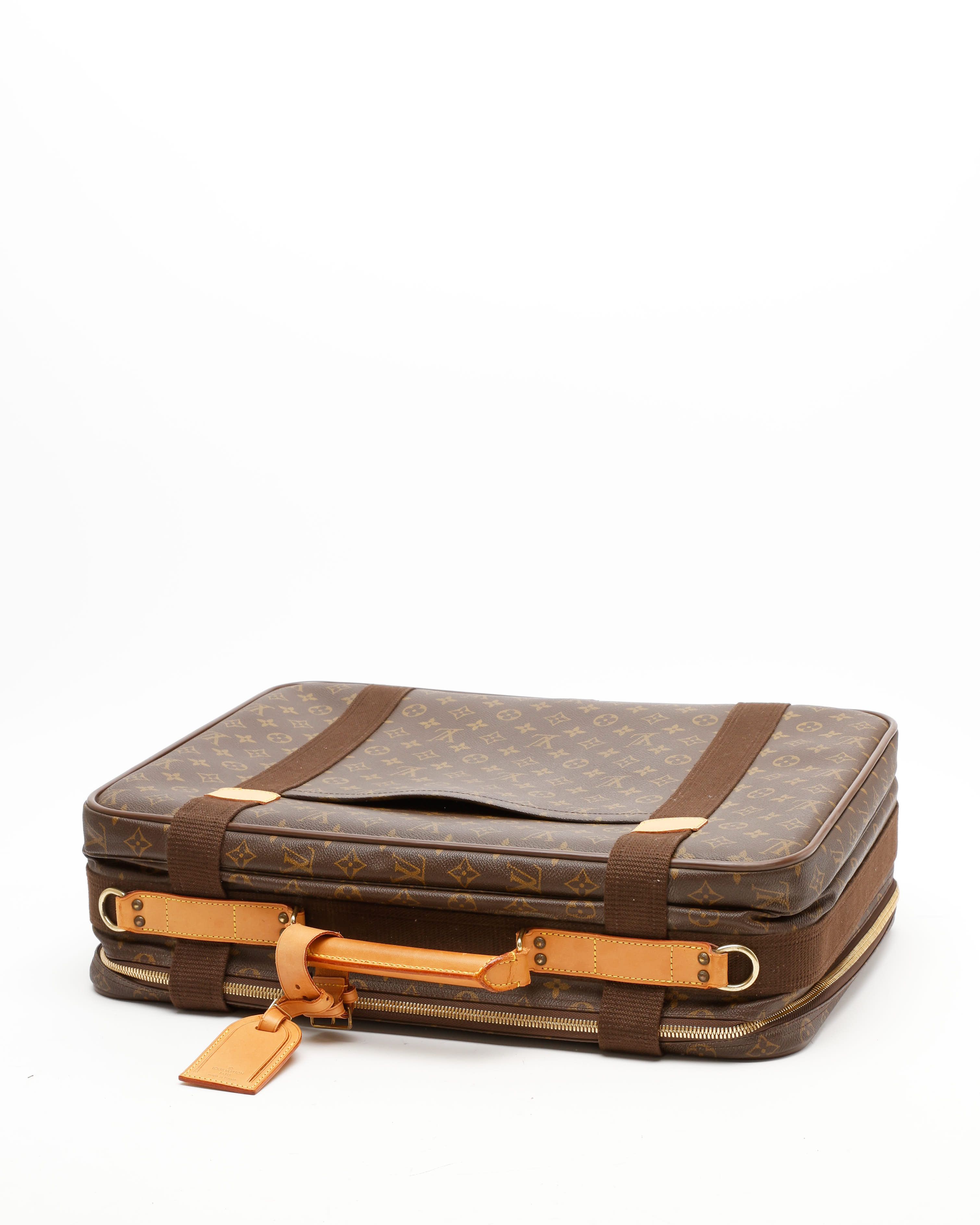 Pre-owned Louis Vuitton Monogram Satellite 53 Suitcase In Brown