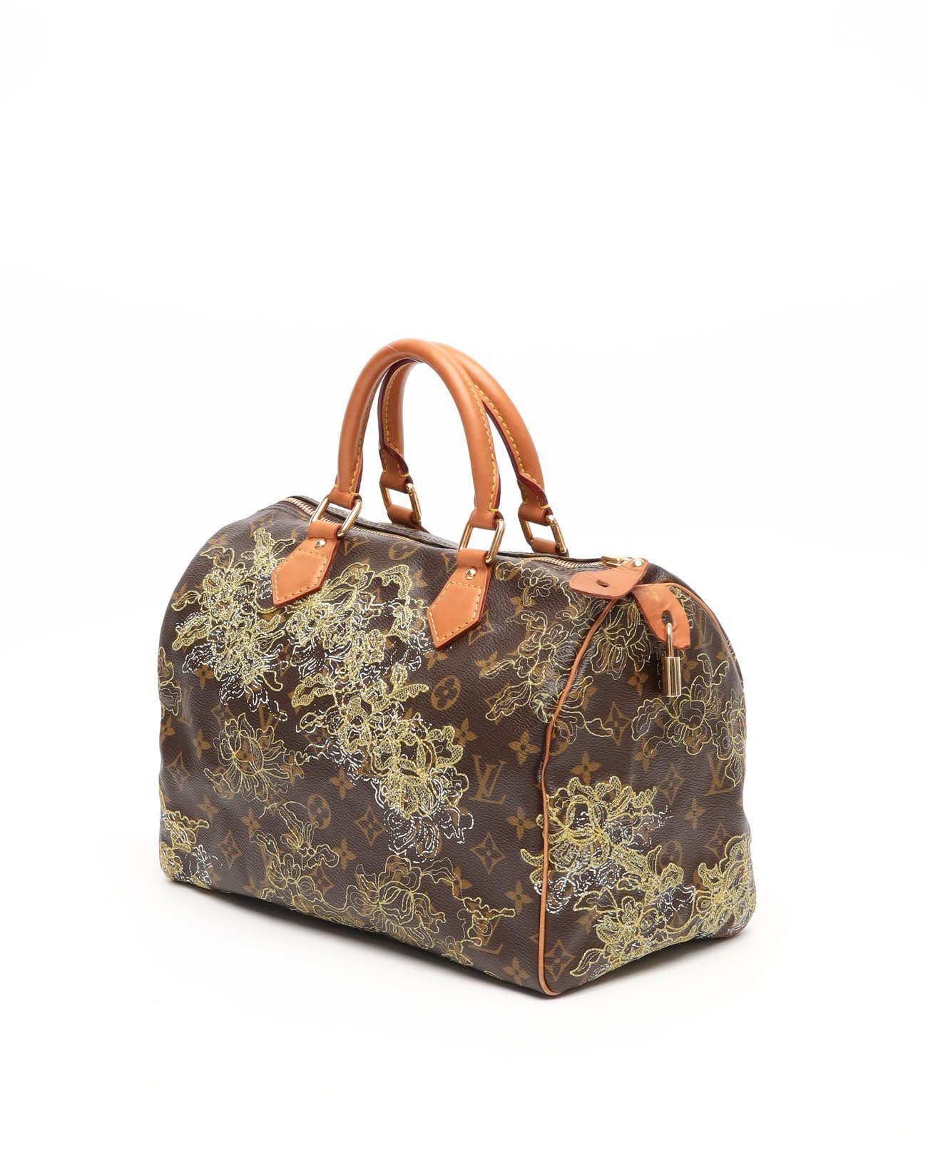 Pre-owned Louis Vuitton Monogram Dantell Speedy 30 Bag In Brown