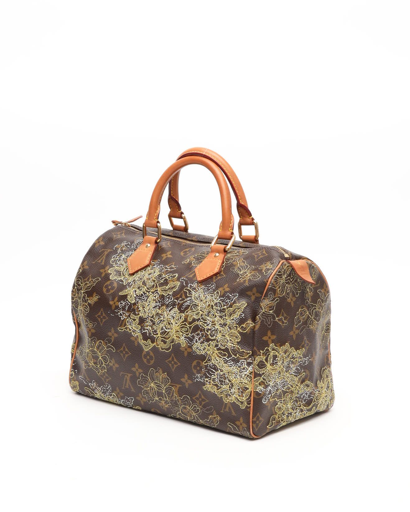 Pre-owned Louis Vuitton Monogram Dantell Speedy 30 Bag In Brown