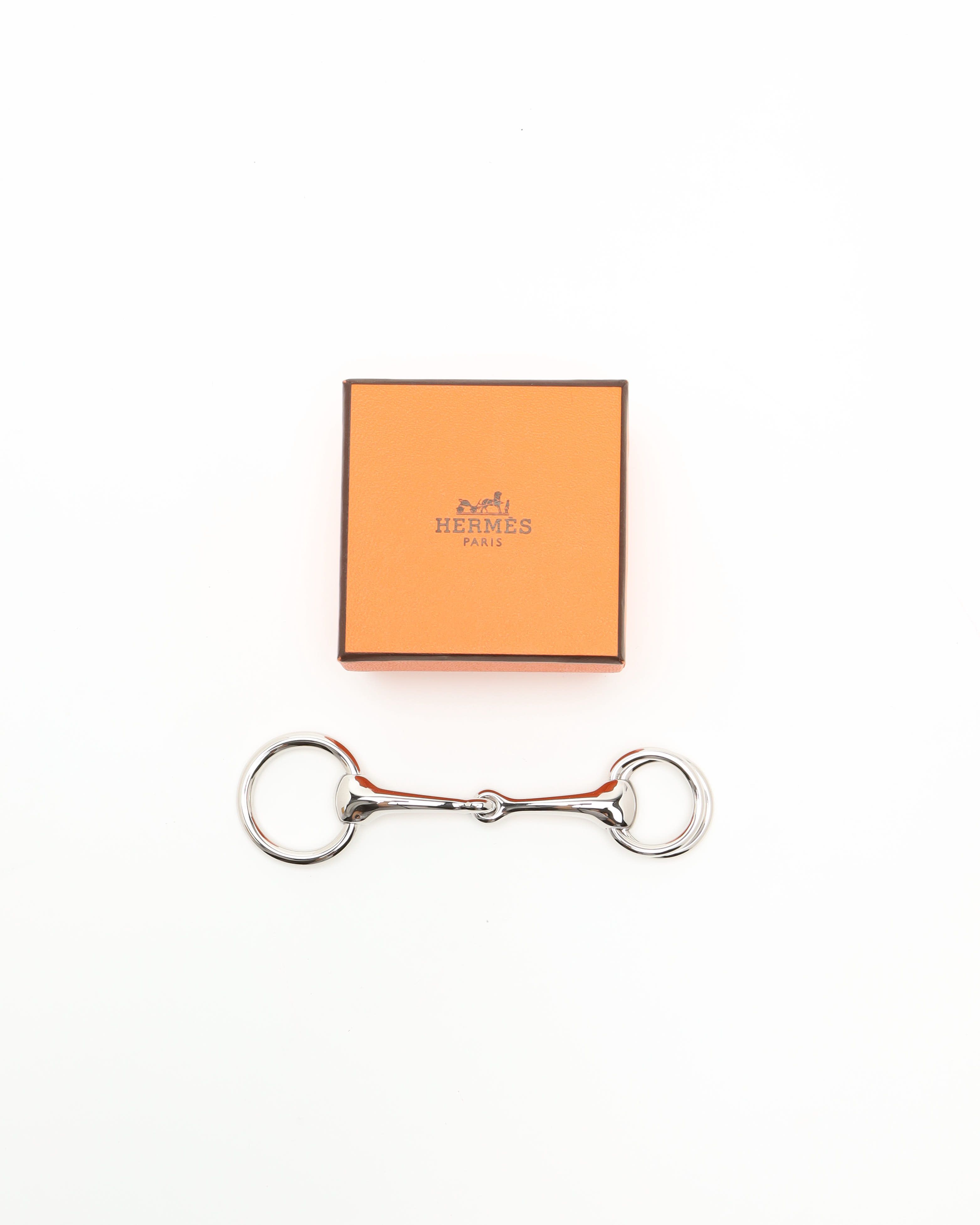 Pre-owned Hermes Hermès Mors Scarf Ring 90 In Silver