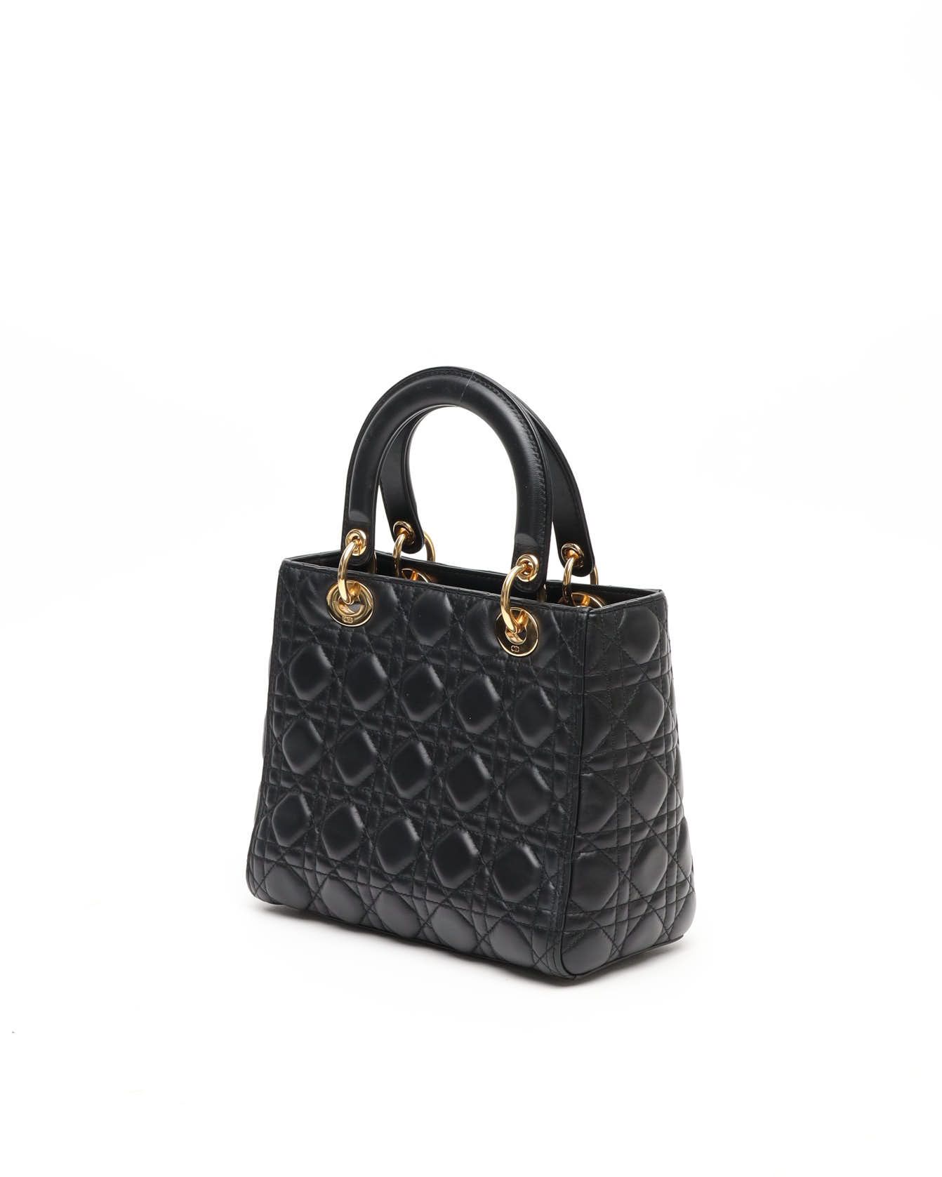 Dior Christian Medium Lady Bag In Black