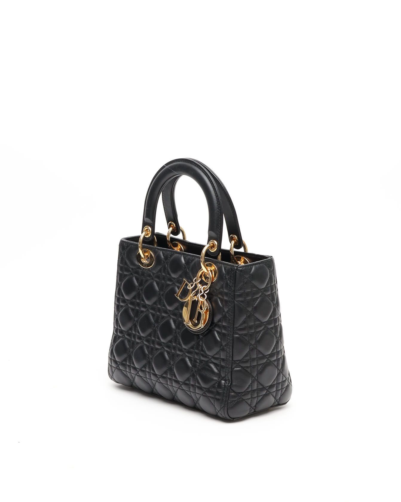 Dior Christian Medium Lady Bag In Black